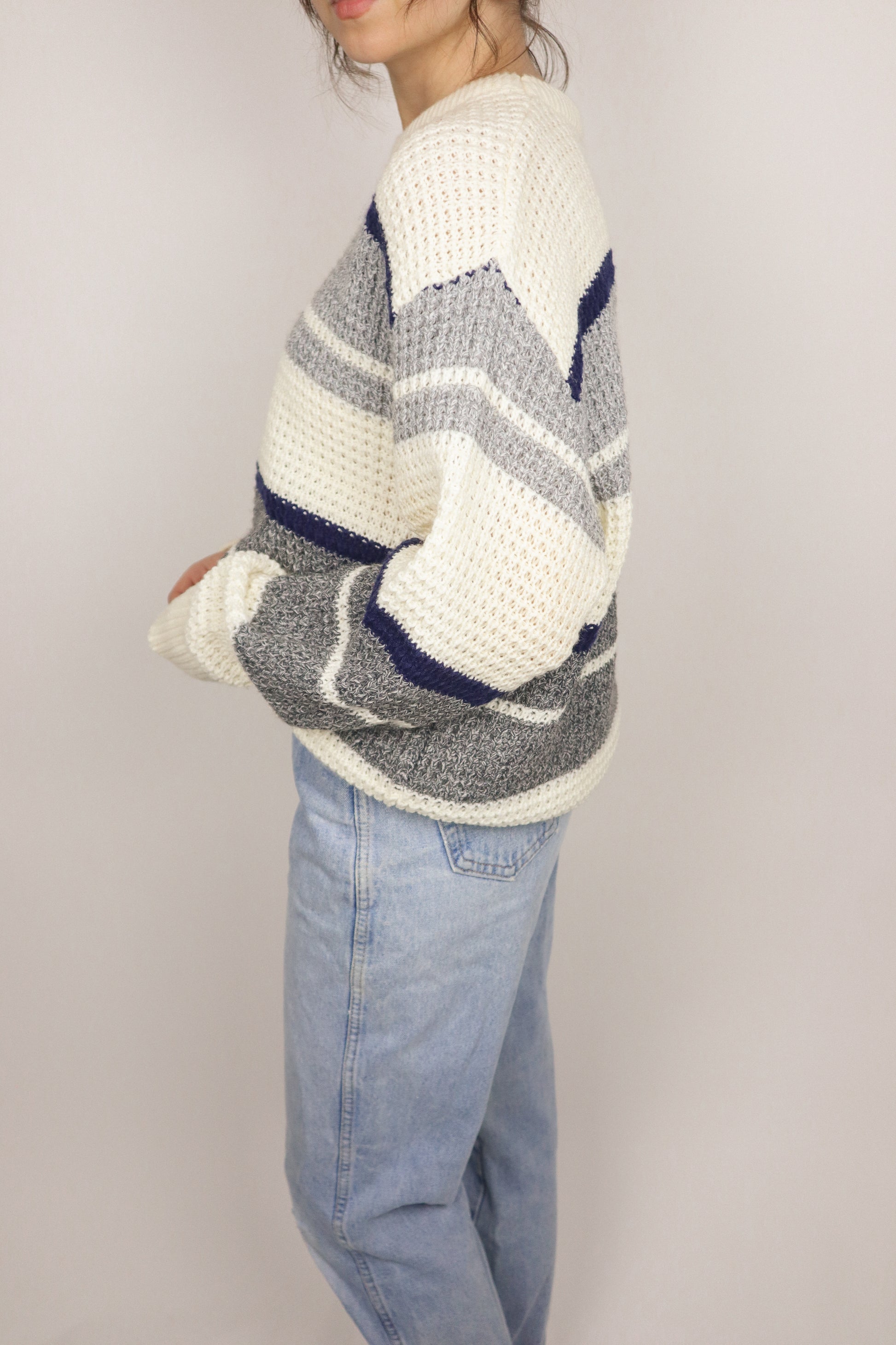 Made in Canada x Vintage x Striped Chunky Knit (S/M)