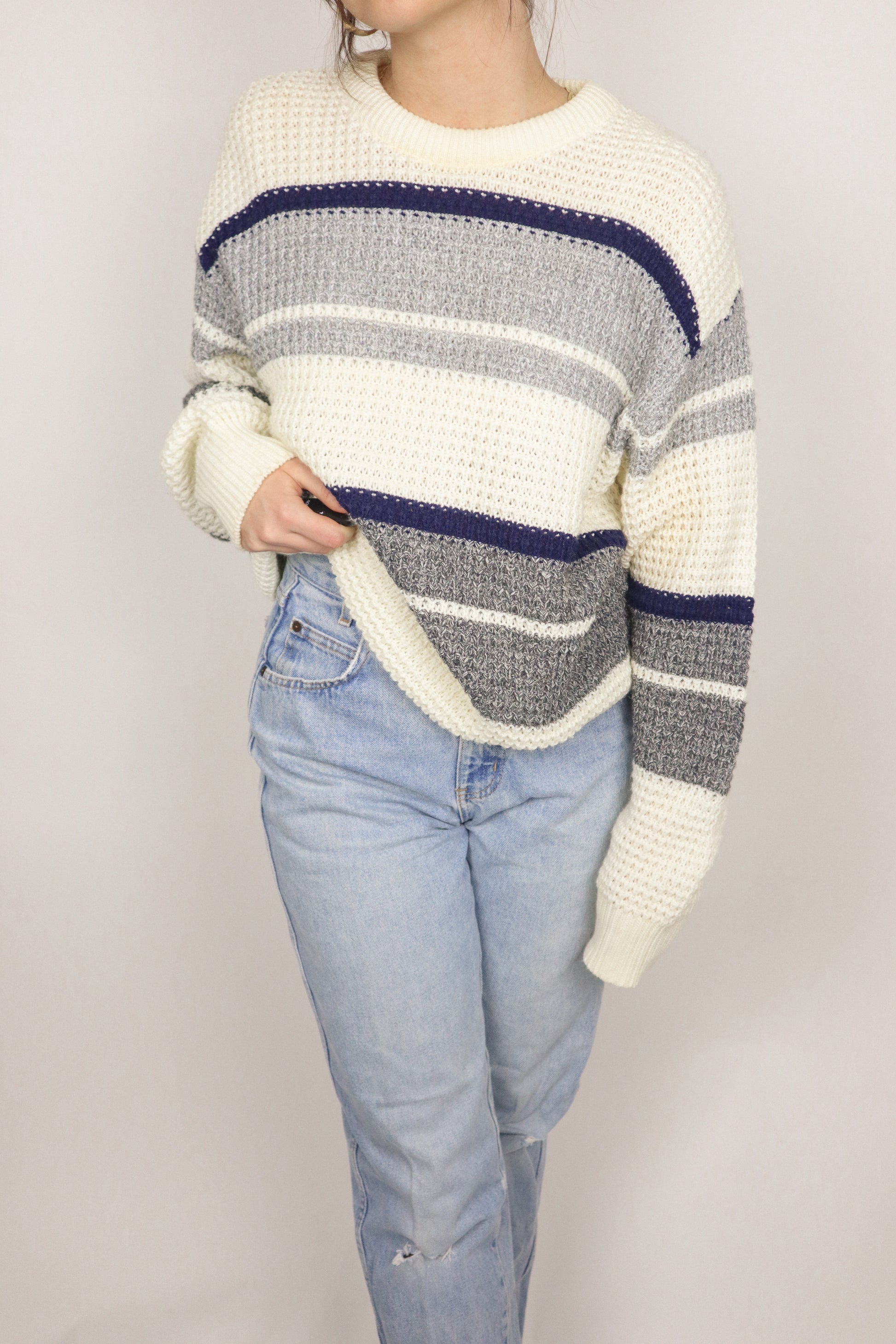 Made in Canada x Vintage x Striped Chunky Knit (S/M)
