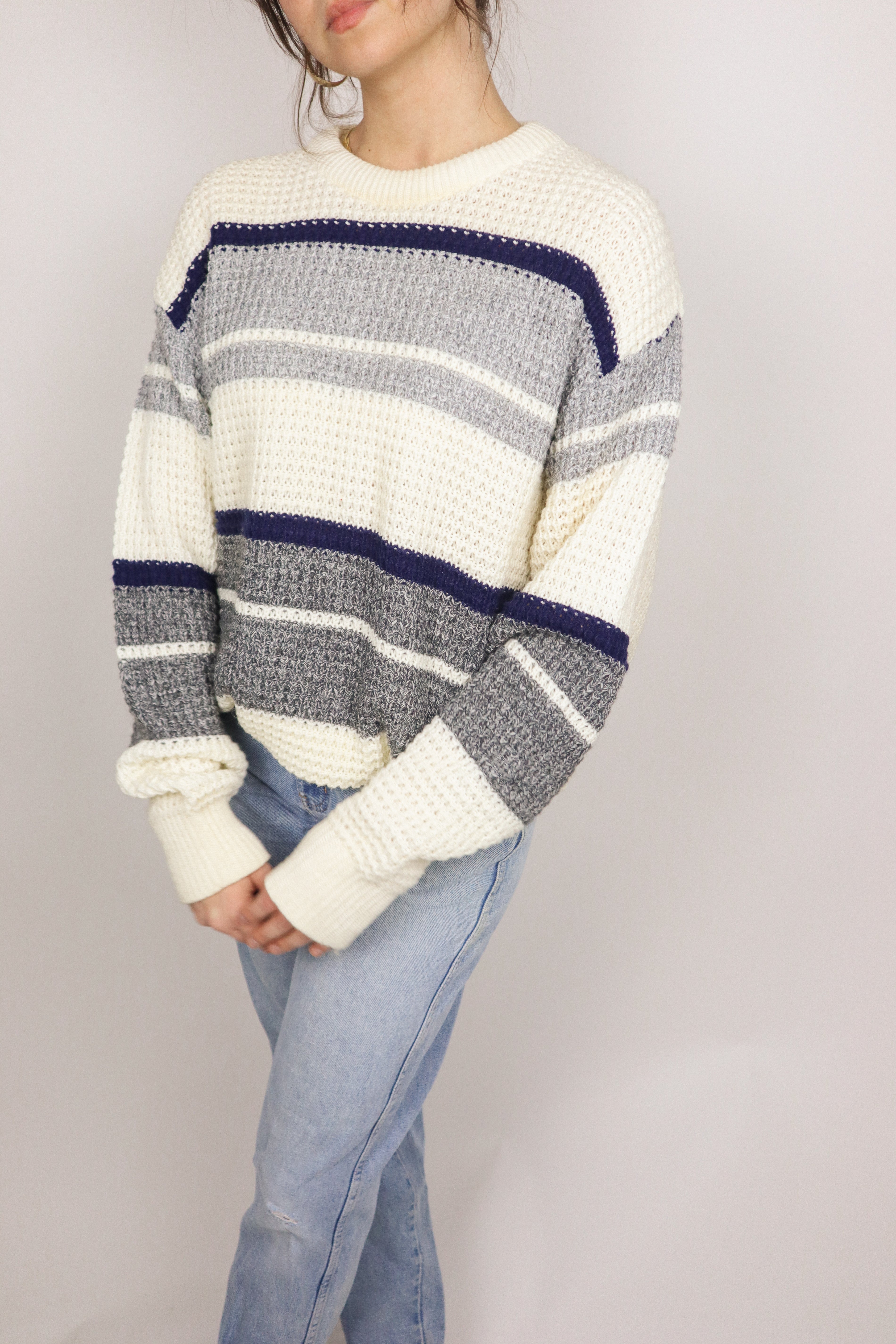 Made in Canada x Vintage x Striped Chunky Knit (S/M)