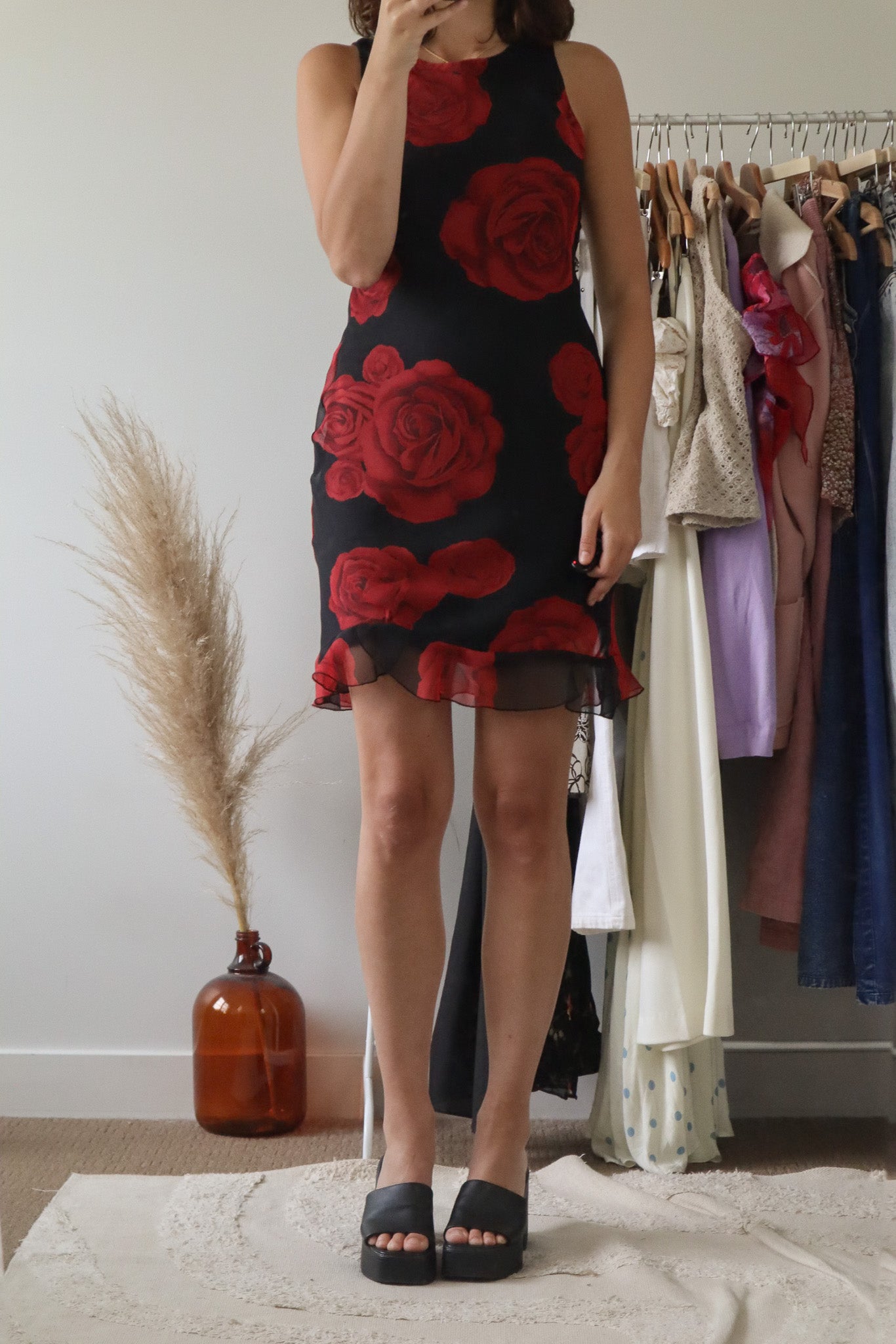 Made in Canada x Vintage x Floral Rose Mini Dress (4)