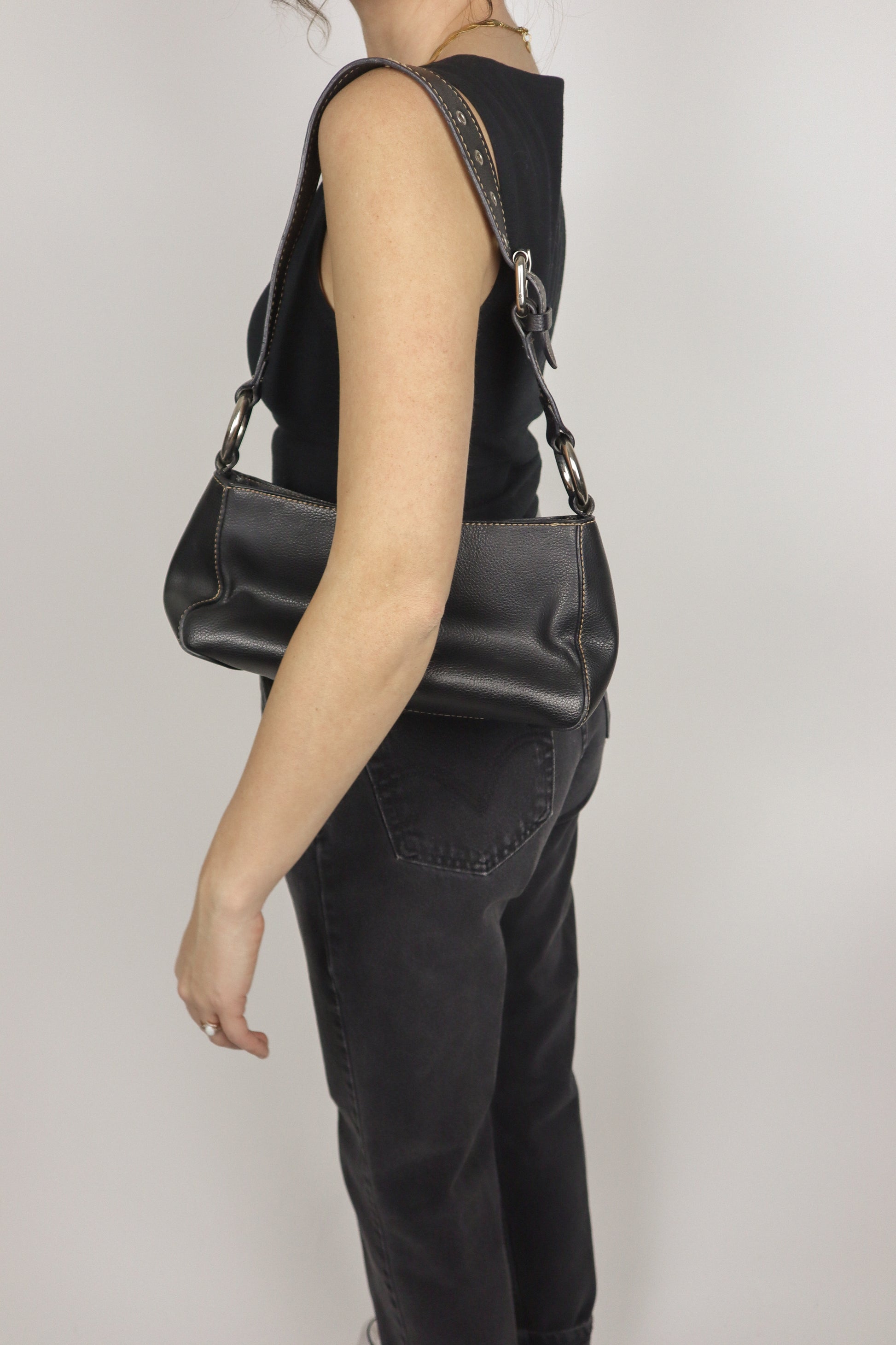 Vintage x Faux Leather Buckle Bag
