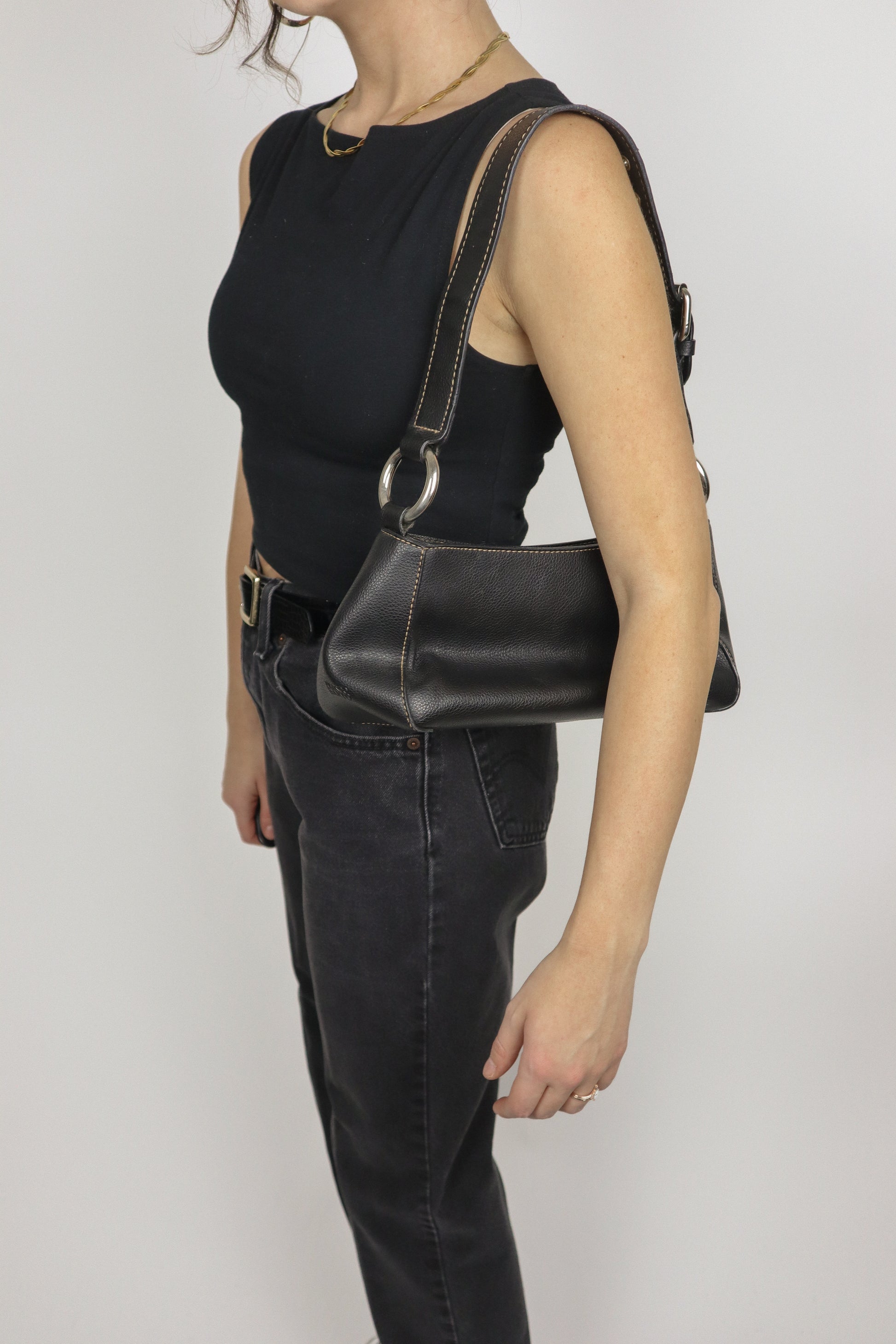Vintage x Faux Leather Buckle Bag