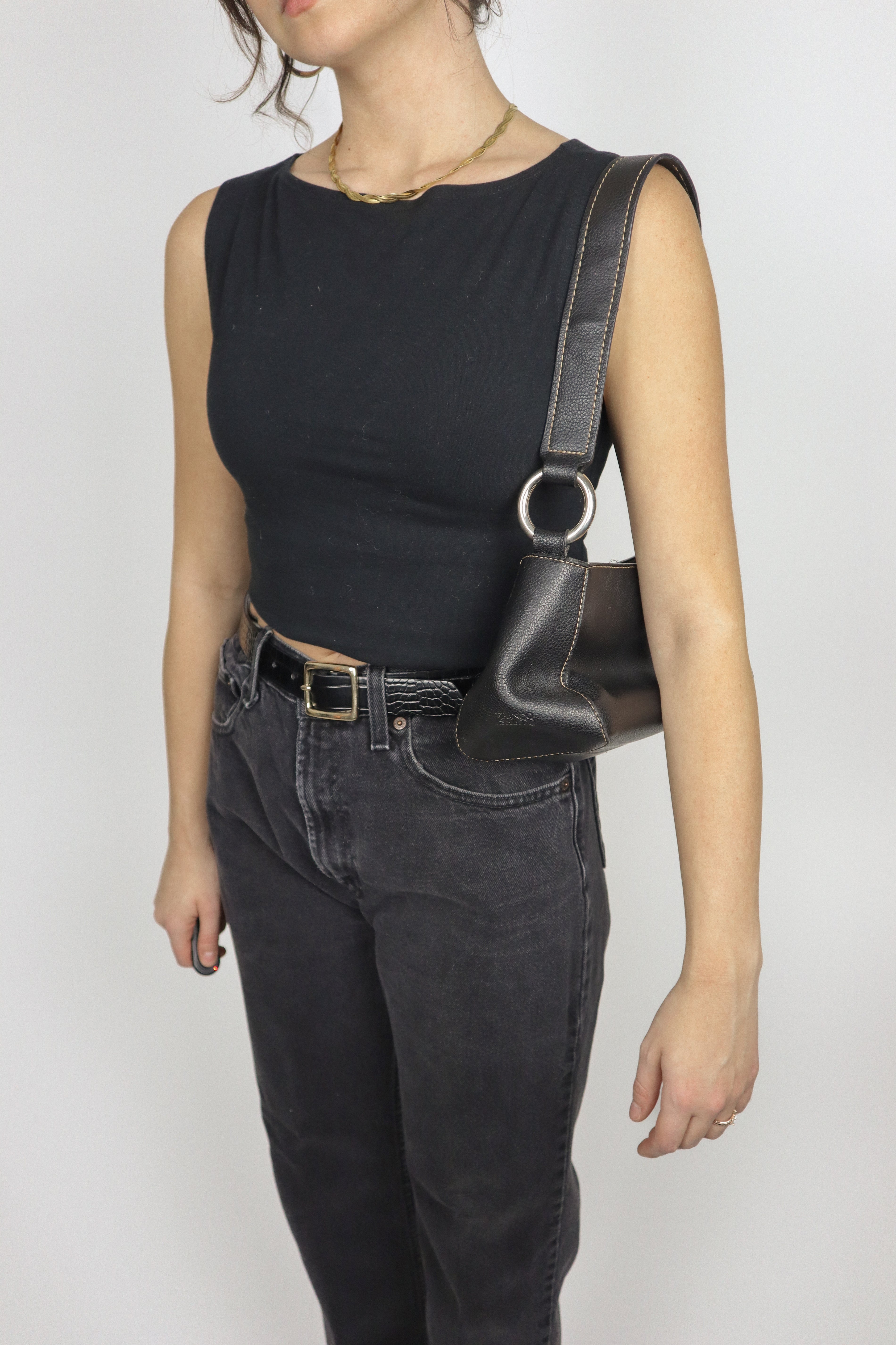 Vintage x Faux Leather Buckle Bag