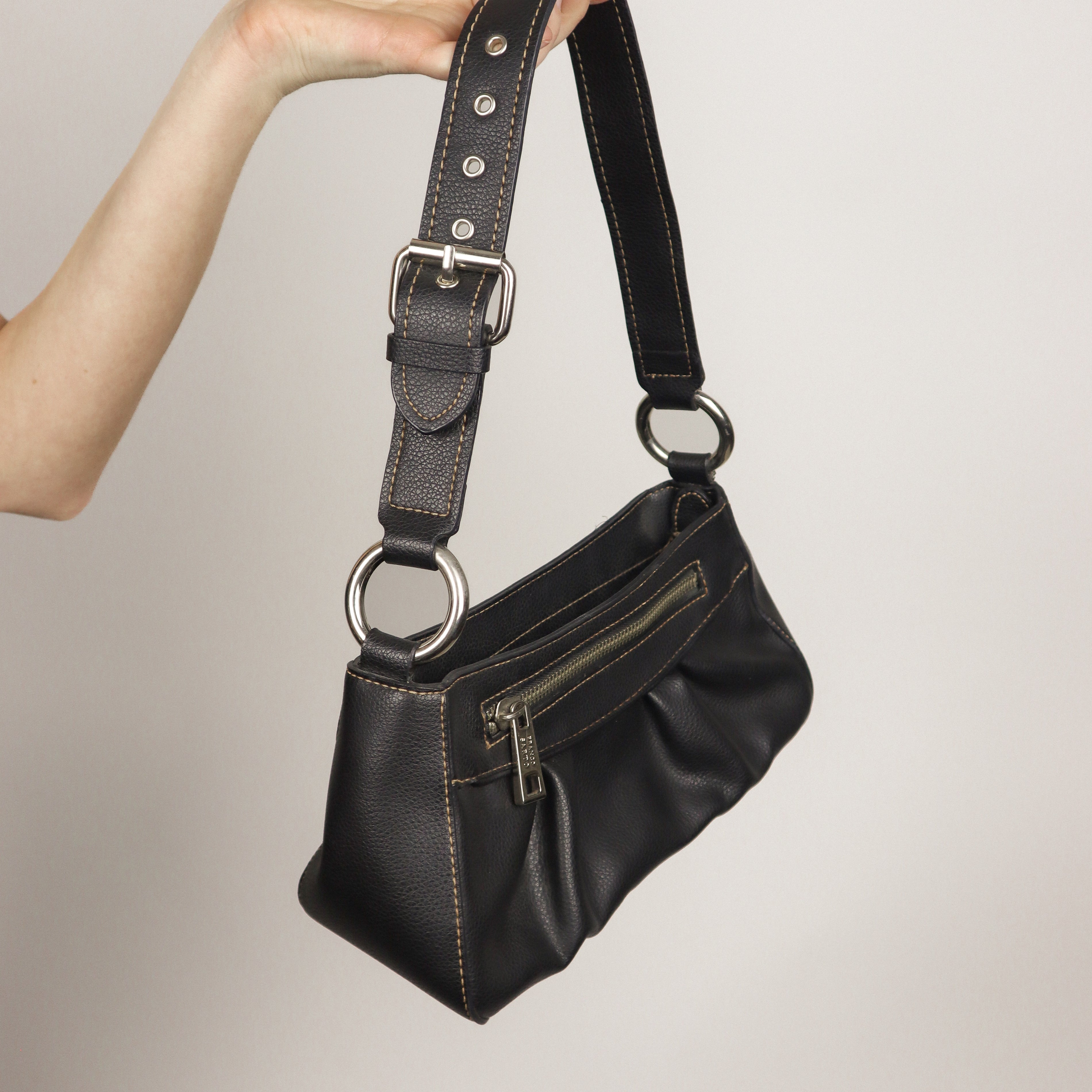 Vintage x Faux Leather Buckle Bag