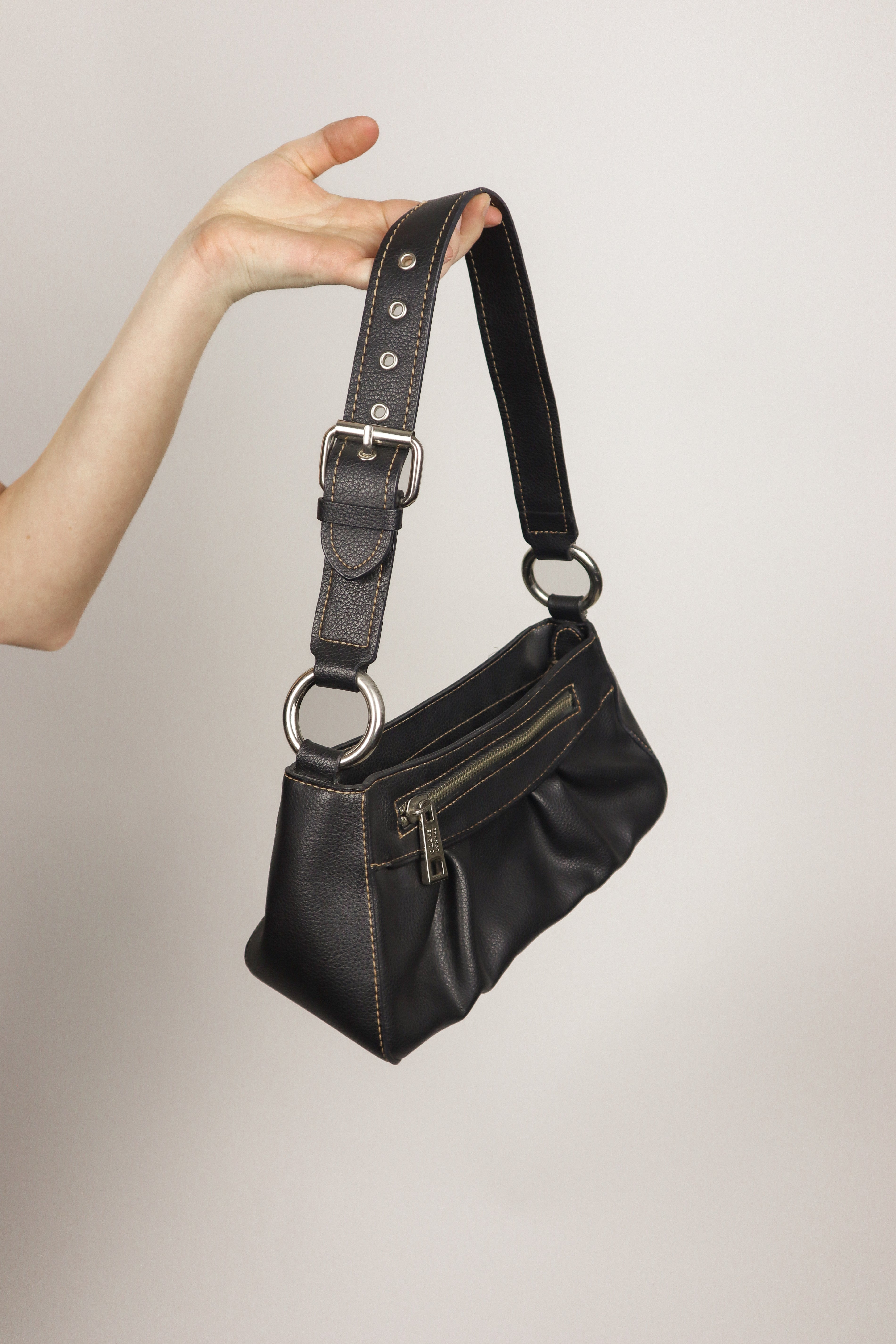 Vintage x Faux Leather Buckle Bag
