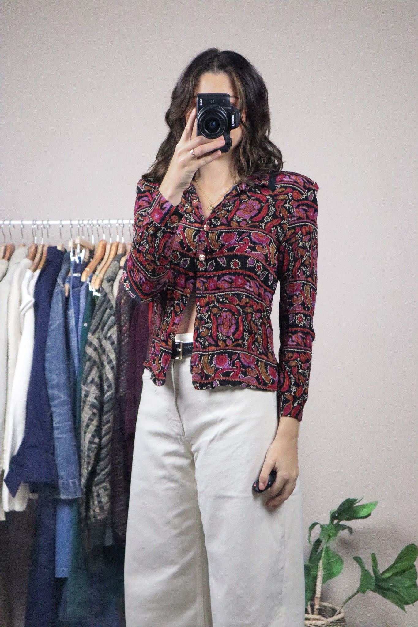 Made in Canada x Vintage x Pattered Blouse (S)
