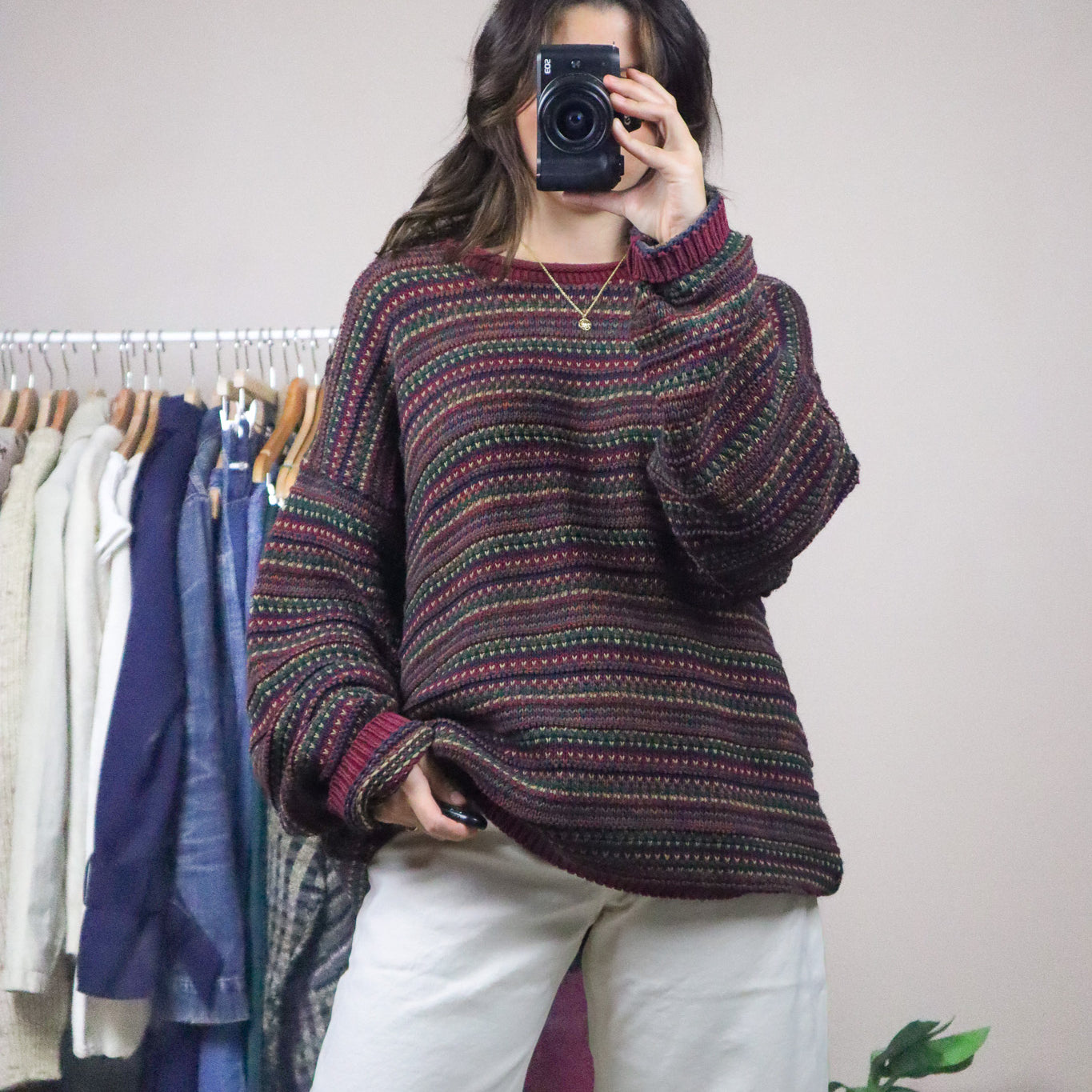 Made in USA x Vintage x Textured Multicoloured Knit (L-XL)