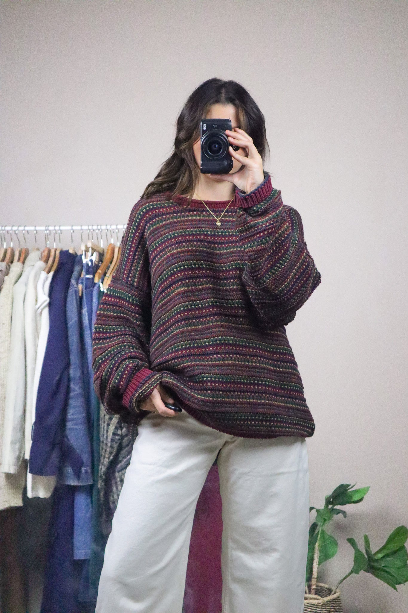 Made in USA x Vintage x Textured Multicoloured Knit (L-XL)