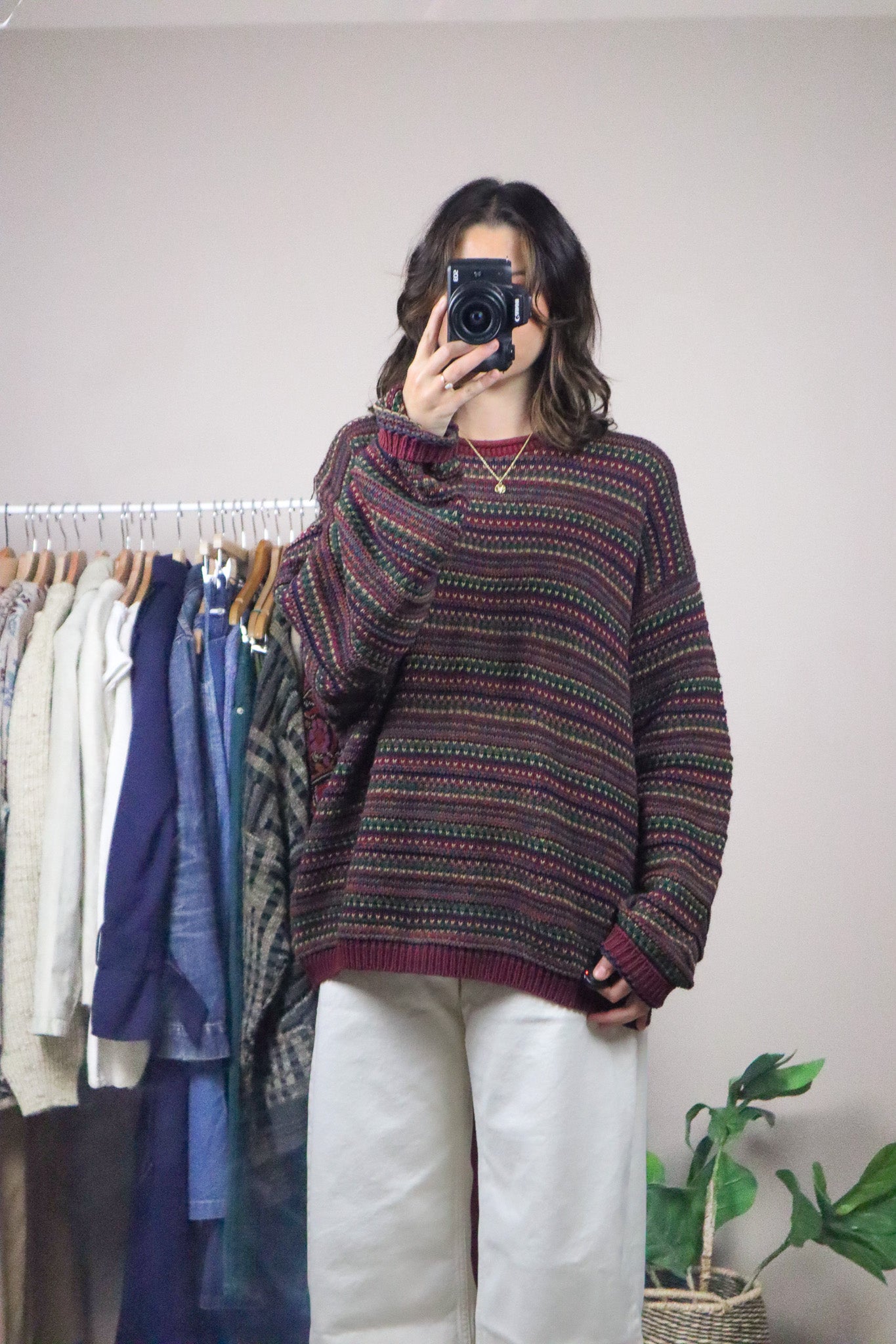 Made in USA x Vintage x Textured Multicoloured Knit (L-XL)