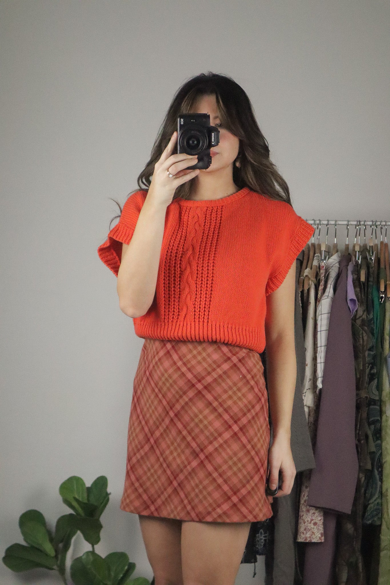 Made in USA x Vintage x Knit Short-Sleeve Sweater (M)