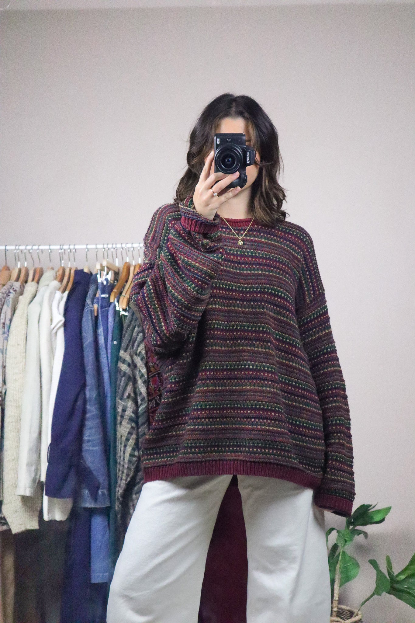 Made in USA x Vintage x Textured Multicoloured Knit (L-XL)