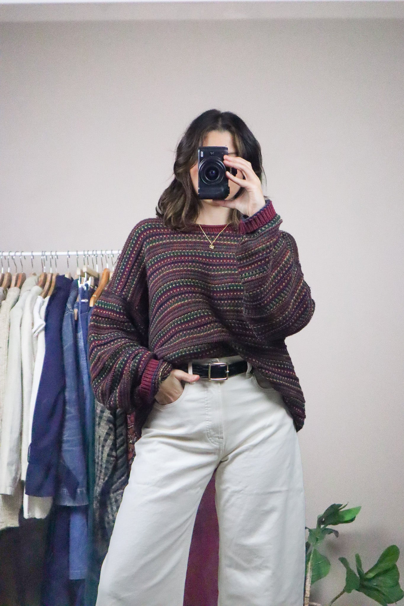 Made in USA x Vintage x Textured Multicoloured Knit (L-XL)