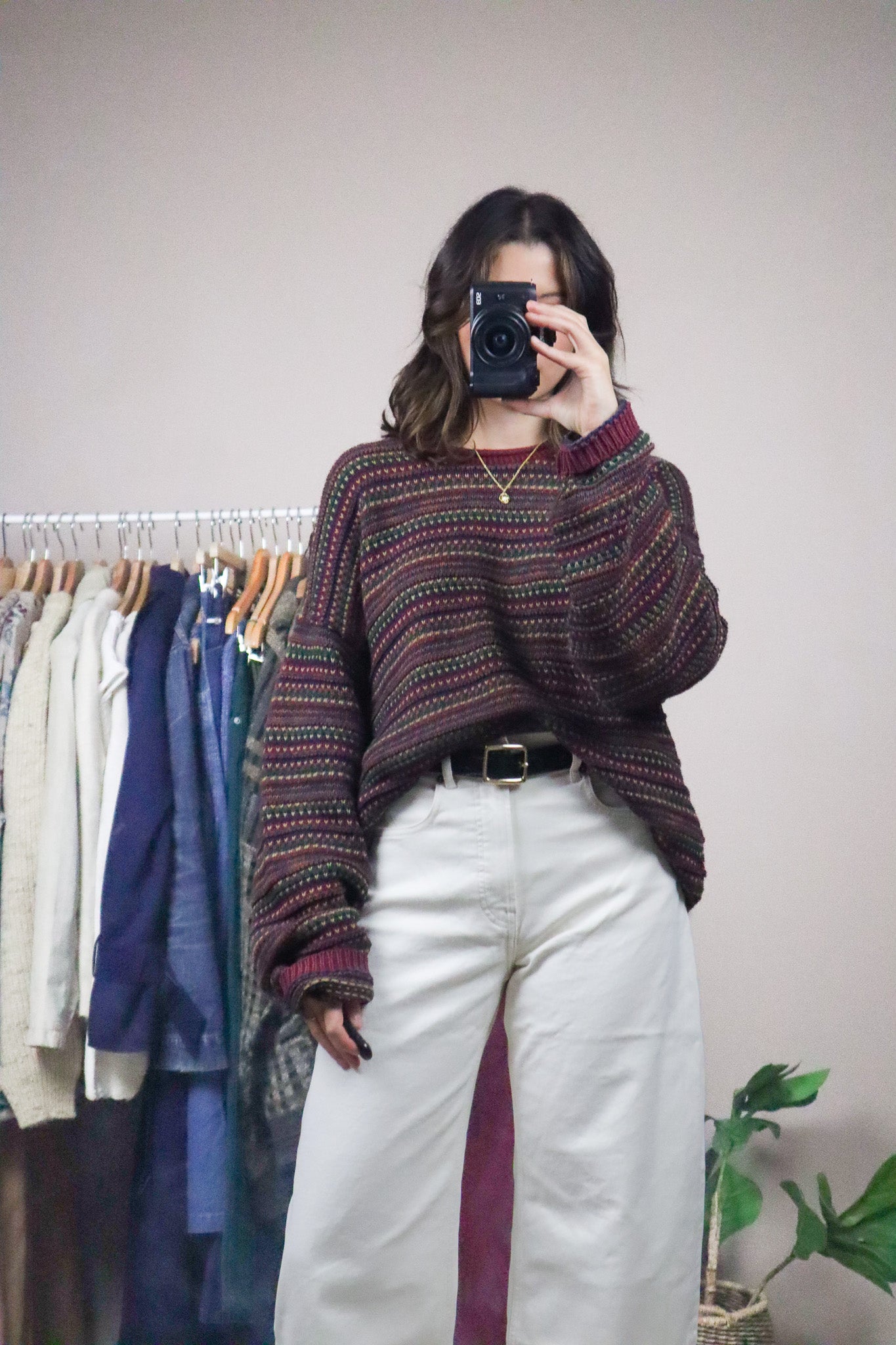 Made in USA x Vintage x Textured Multicoloured Knit (L-XL)