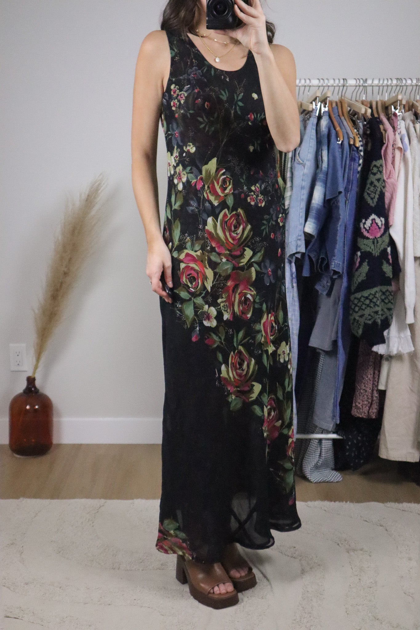 Vintage x Reversible Mesh Floral Maxi Dress (6/8)