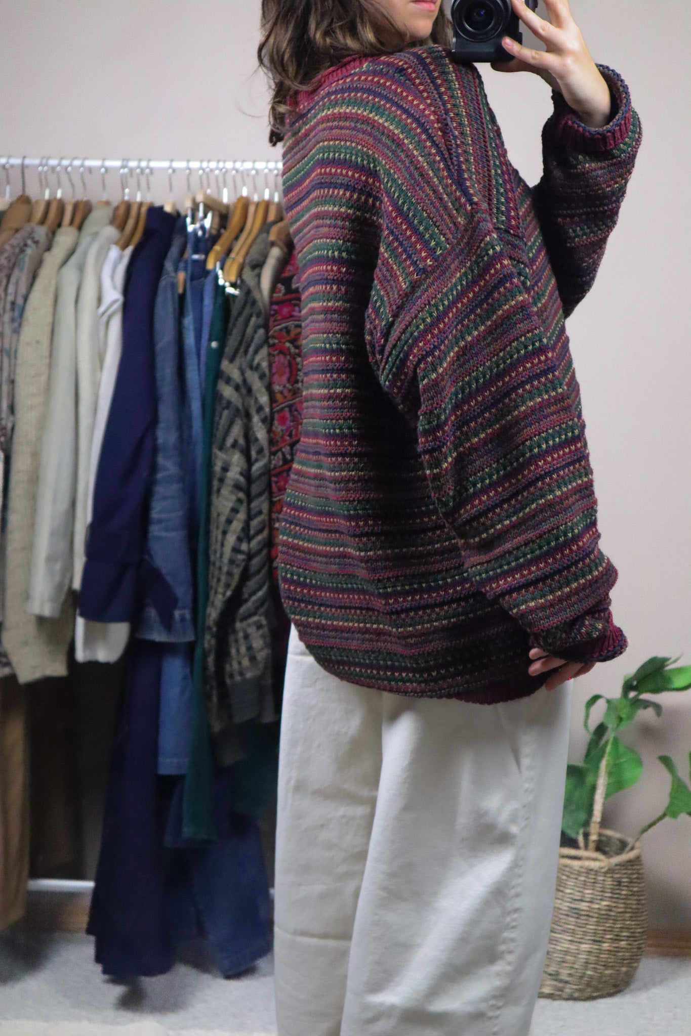 Made in USA x Vintage x Textured Multicoloured Knit (L-XL)