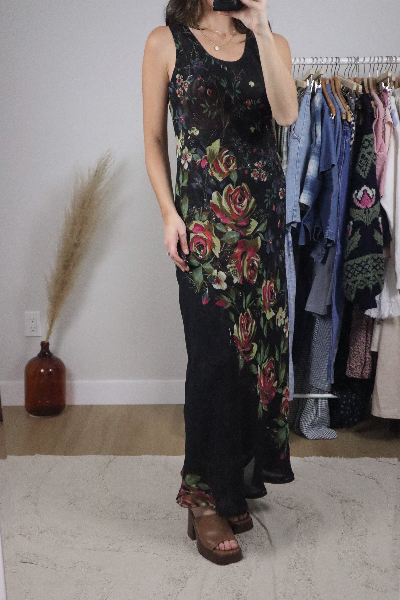 Vintage x Reversible Mesh Floral Maxi Dress (6/8)