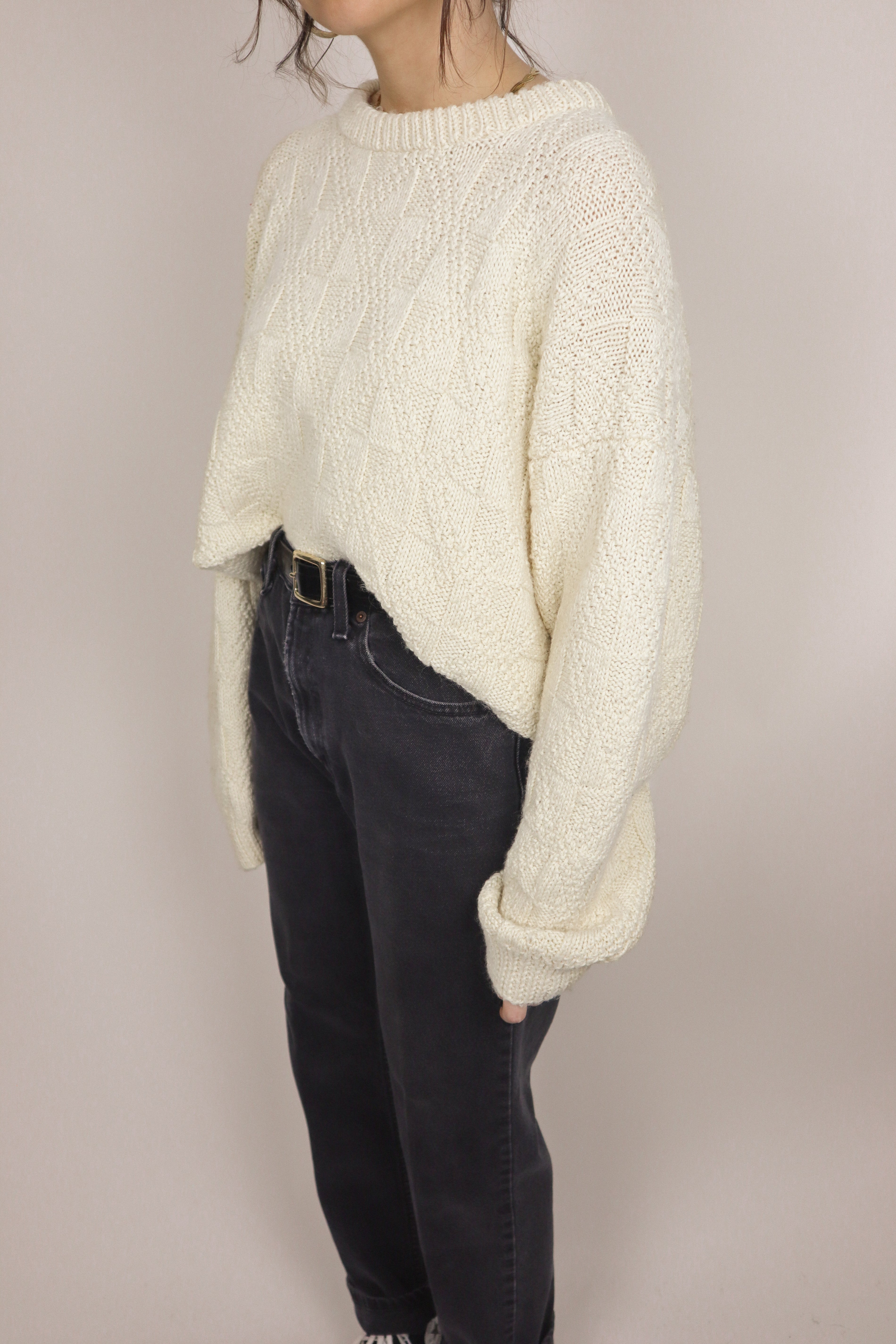 Vintage x Checkered Hand-knit Sweater (M/L)