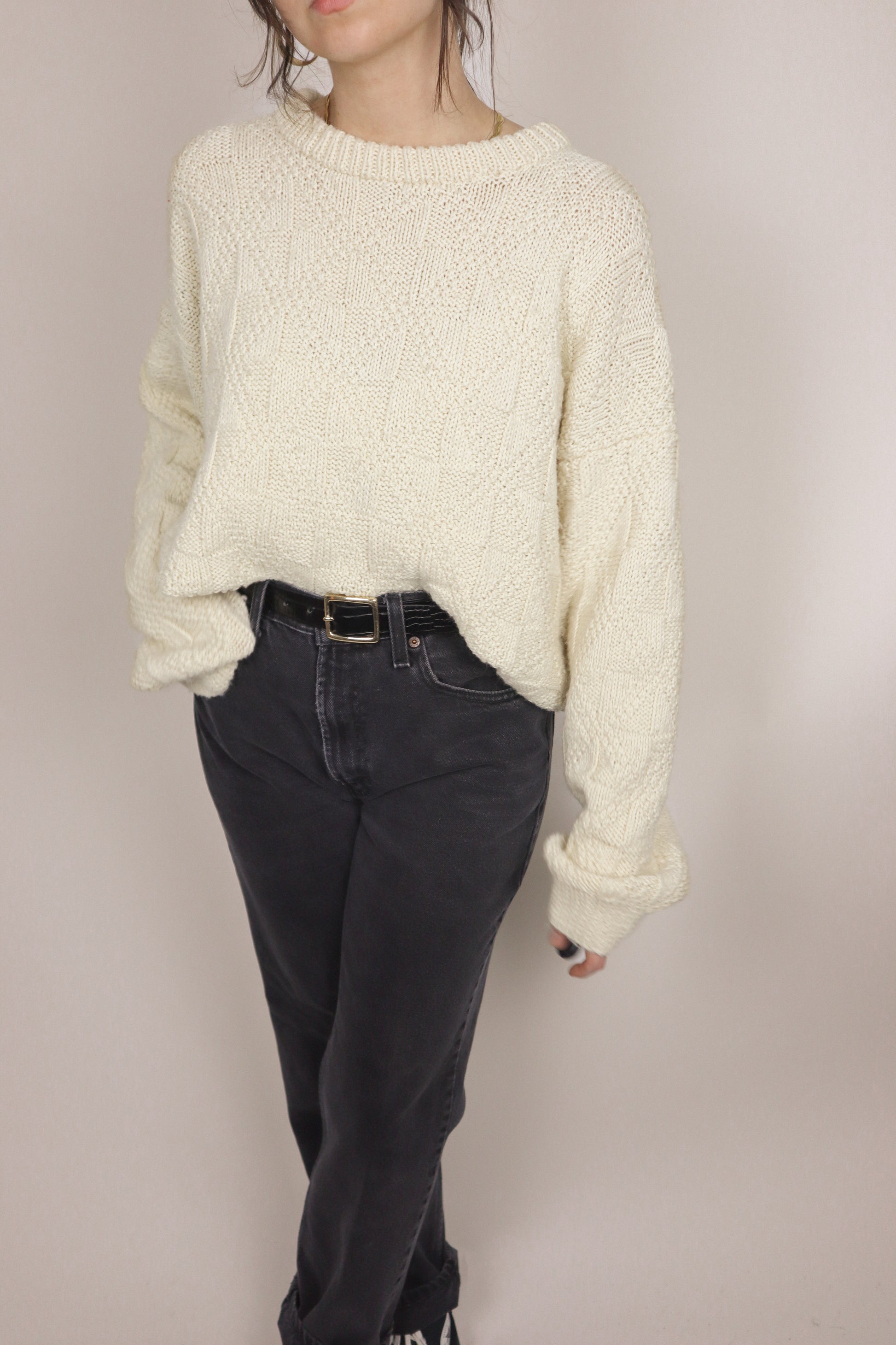 Vintage x Checkered Hand-knit Sweater (M/L)