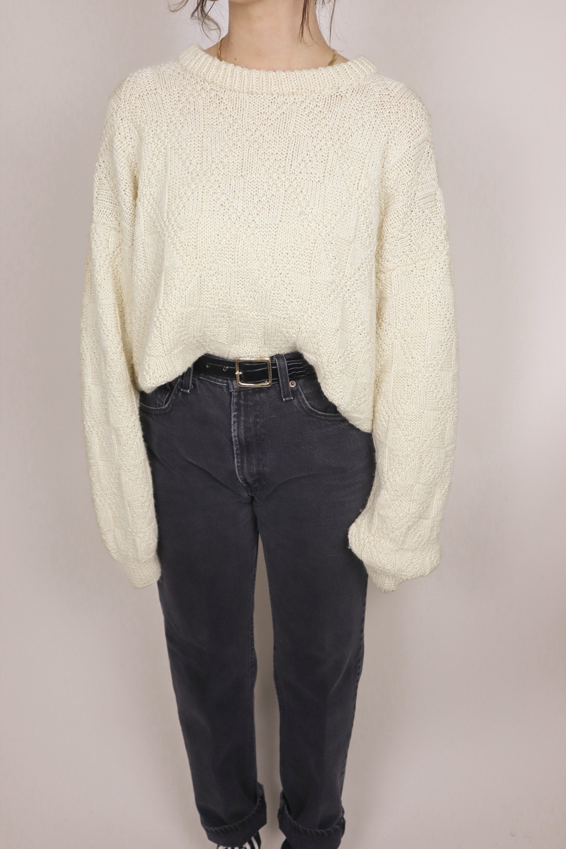 Vintage x Checkered Hand-knit Sweater (M/L)