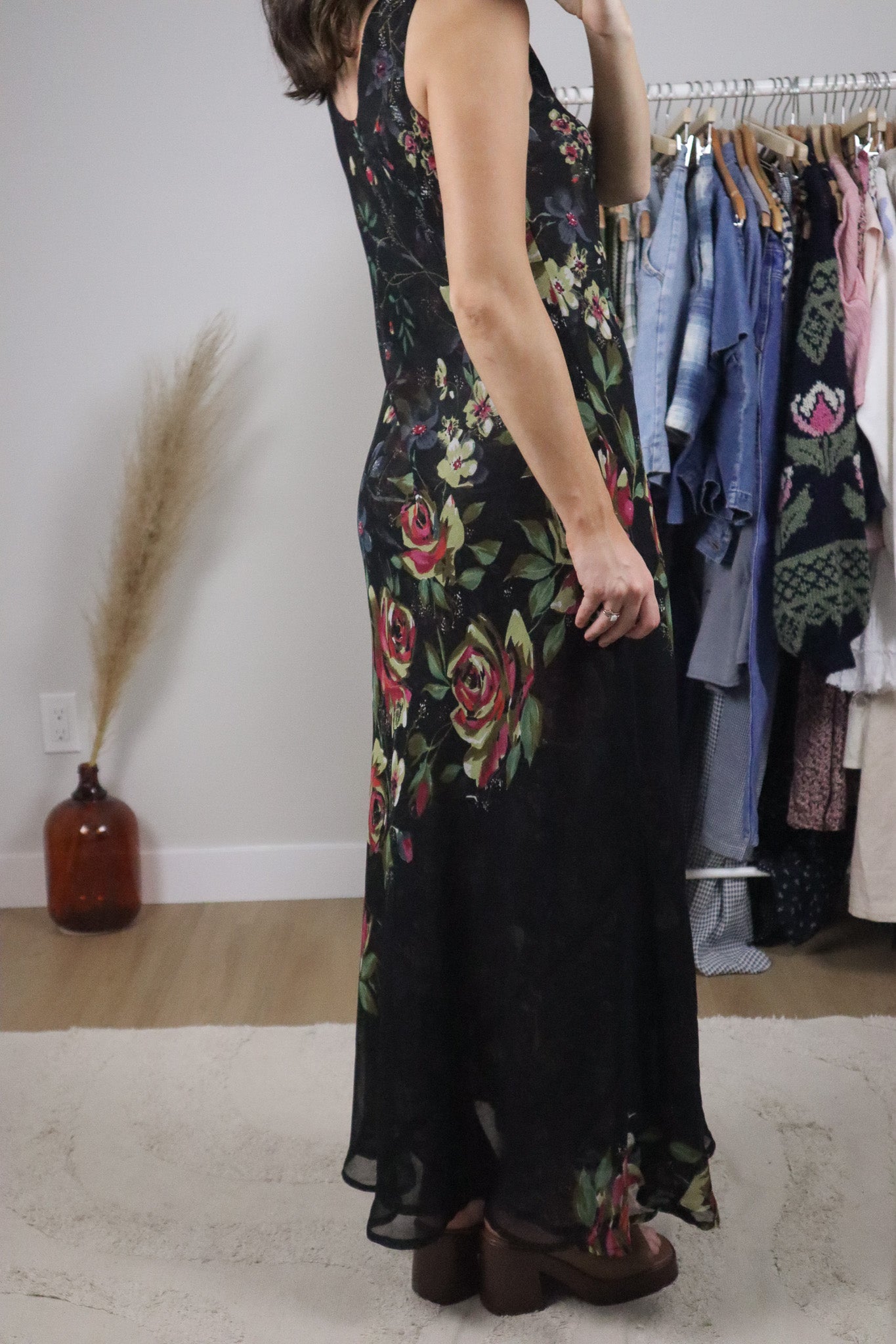 Vintage x Reversible Mesh Floral Maxi Dress (6/8)