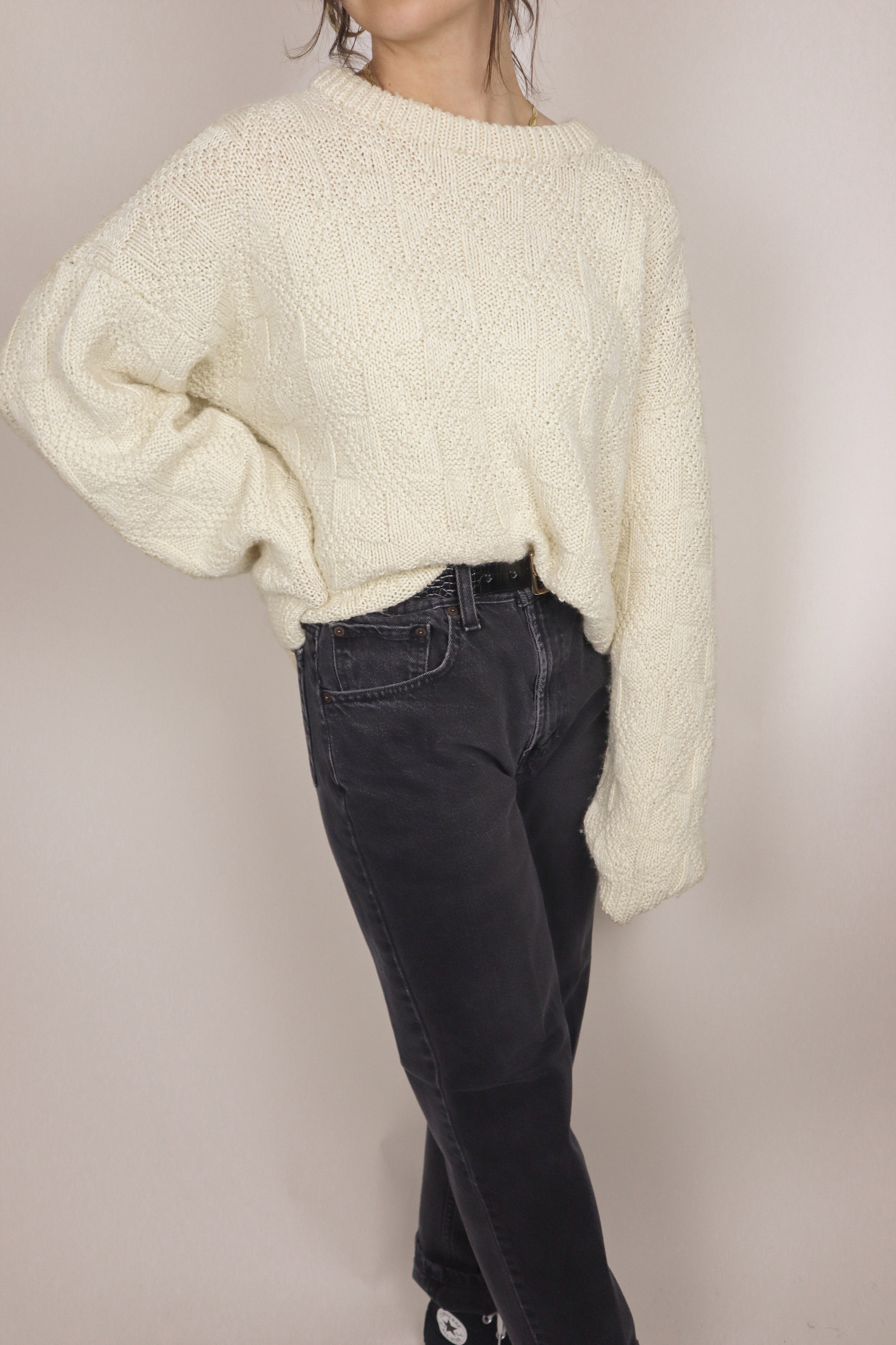 Vintage x Checkered Hand-knit Sweater (M/L)