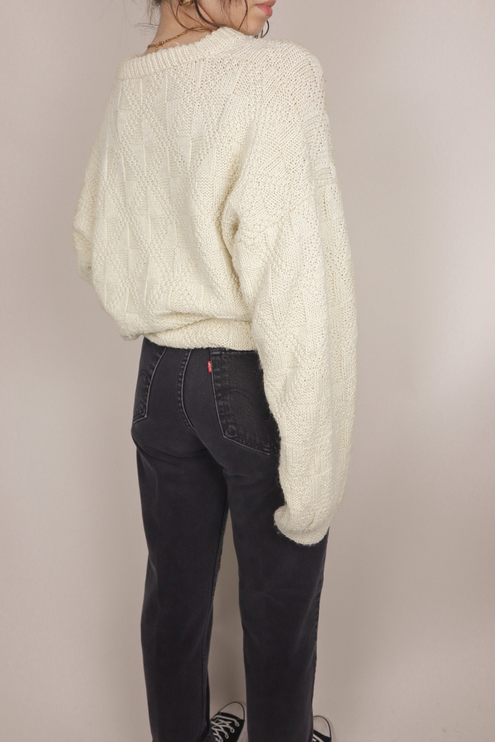 Vintage x Checkered Hand-knit Sweater (M/L)