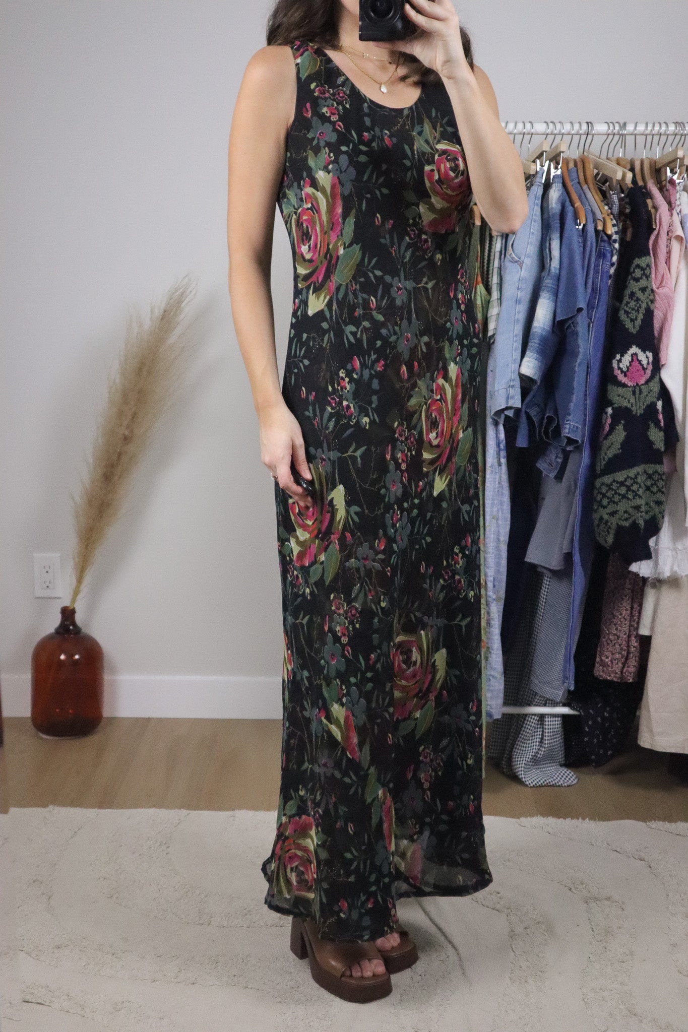 Vintage x Reversible Mesh Floral Maxi Dress (6/8)