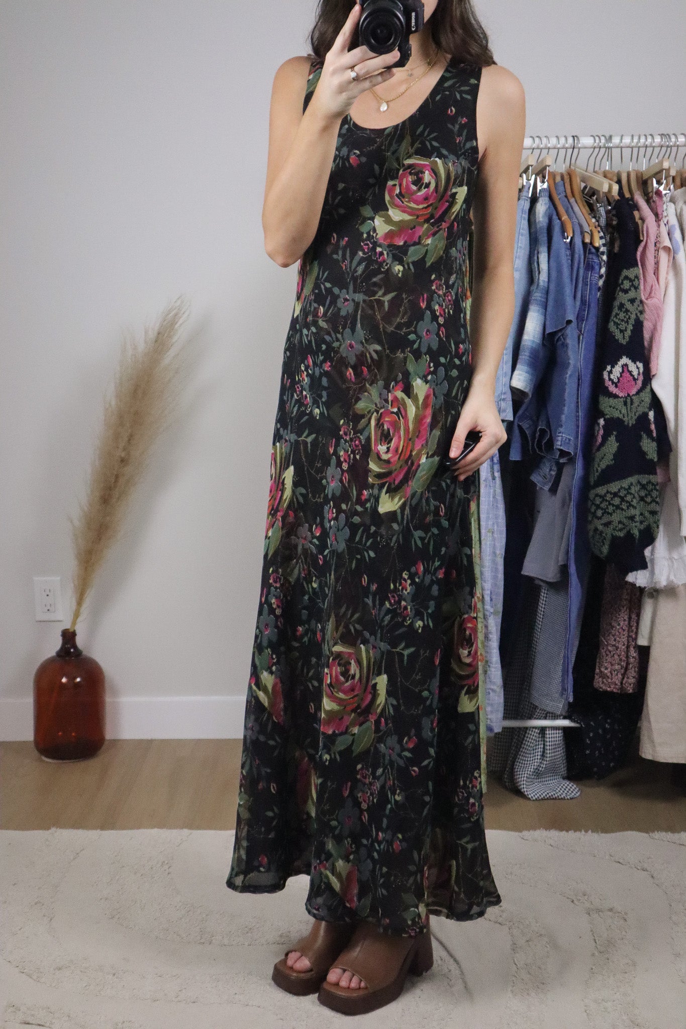 Vintage x Reversible Mesh Floral Maxi Dress (6/8)