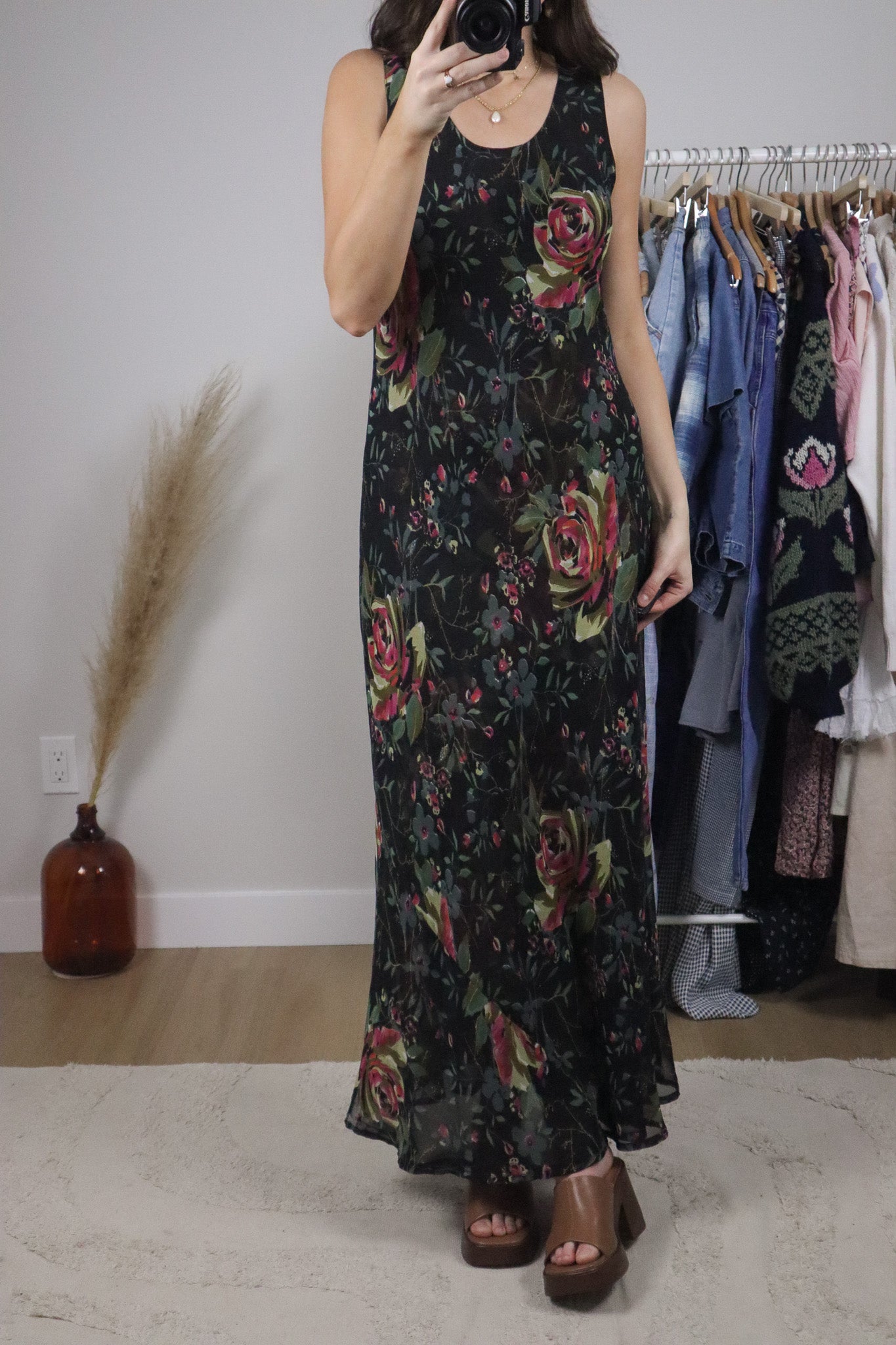 Vintage x Reversible Mesh Floral Maxi Dress (6/8)
