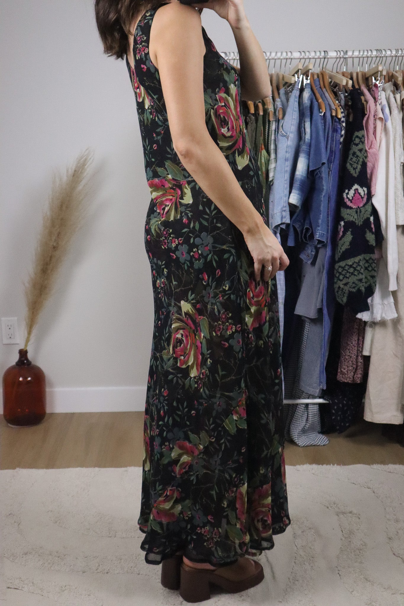 Vintage x Reversible Mesh Floral Maxi Dress (6/8)