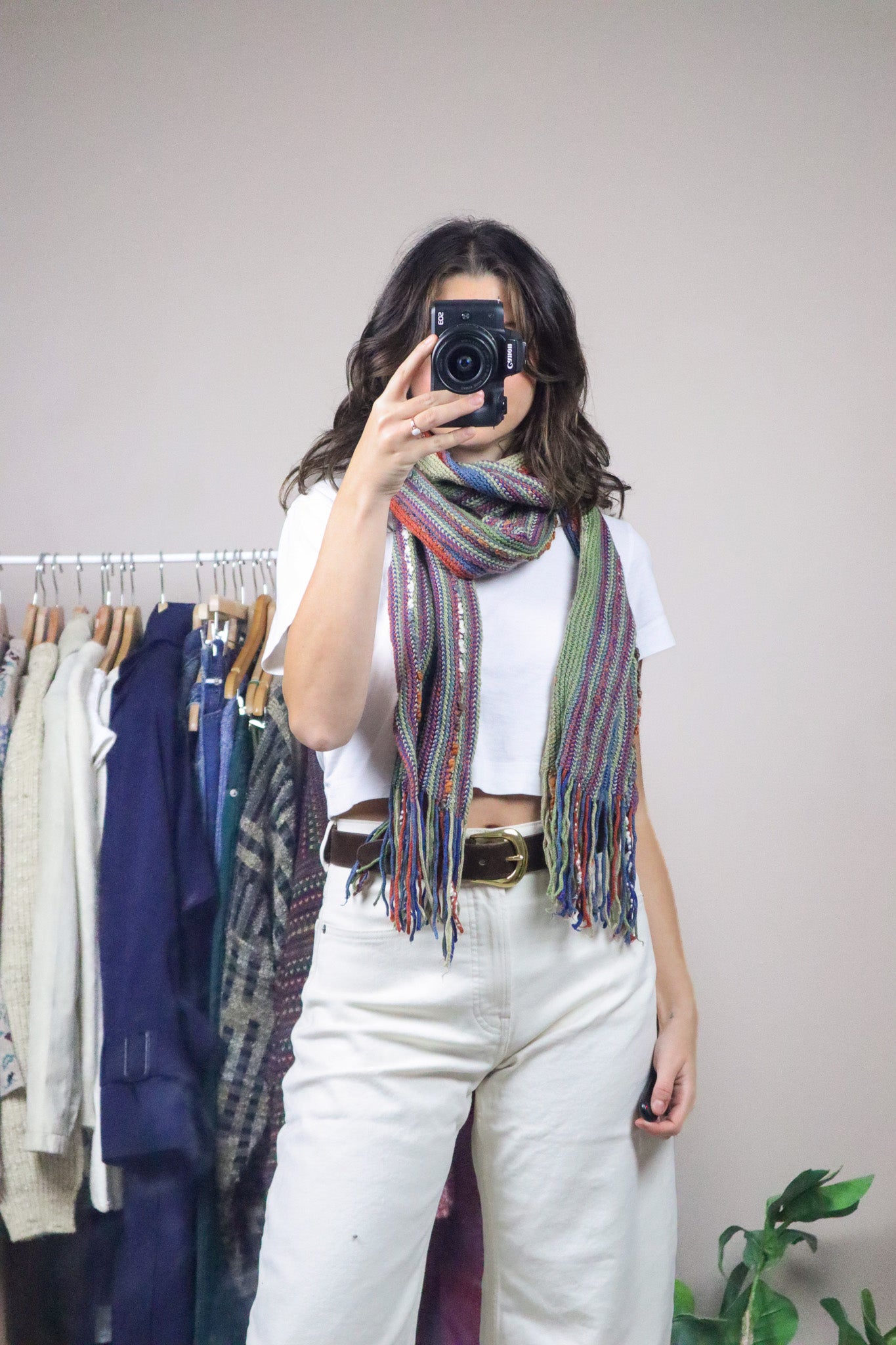 Vintage x Multicolour Striped Skinny Scarf