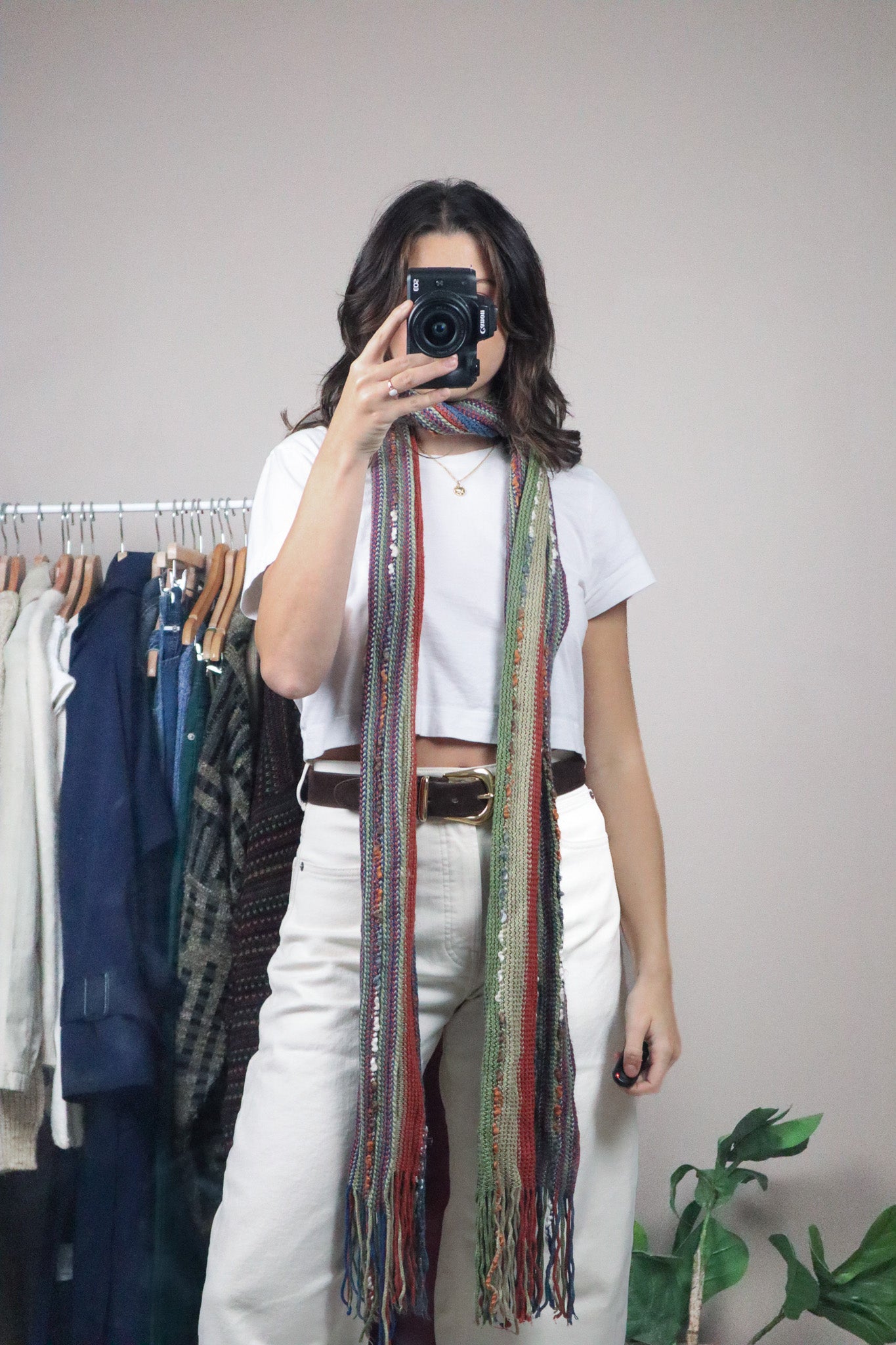 Vintage x Multicolour Striped Skinny Scarf