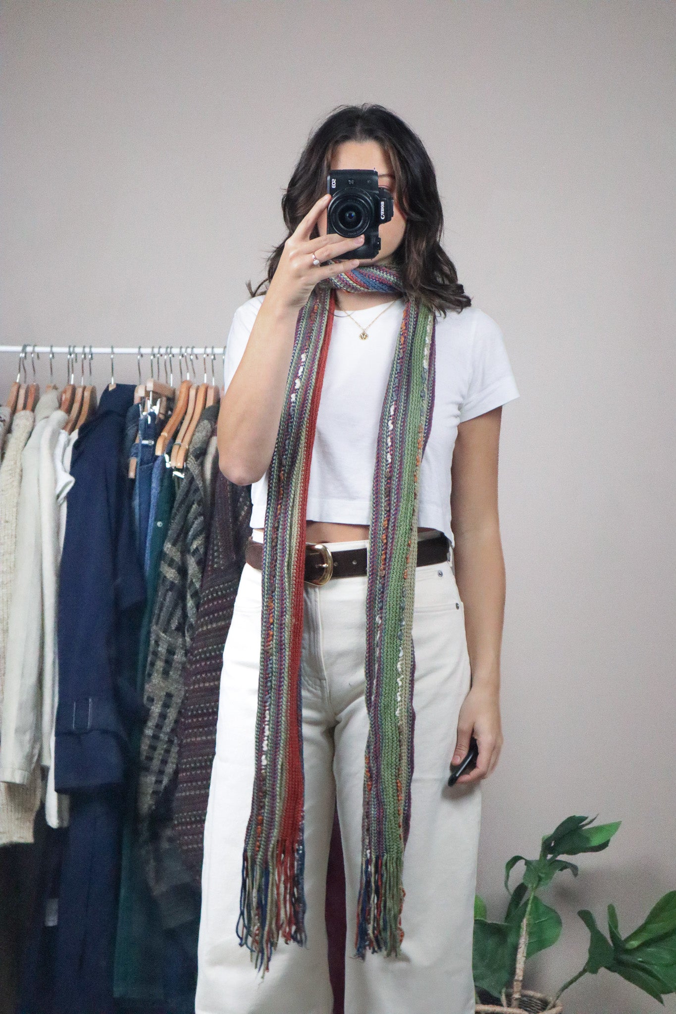 Vintage x Multicolour Striped Skinny Scarf