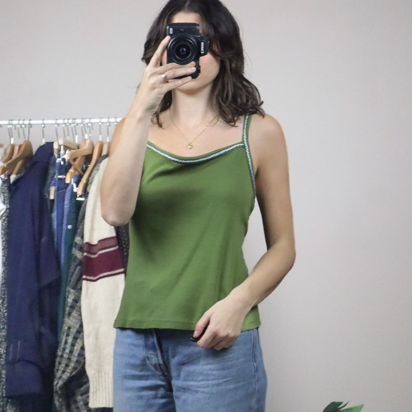 Vintage x Embroidered Trim Tank (L)