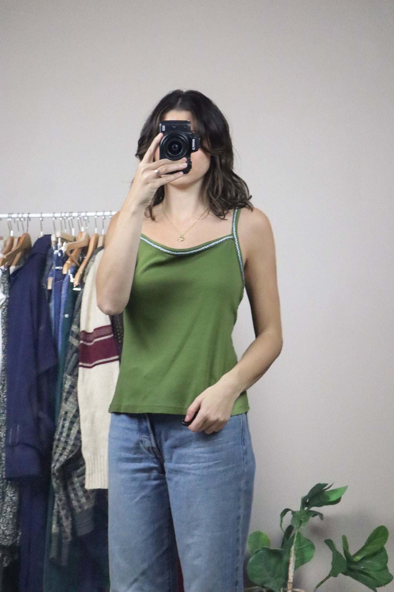 Vintage x Embroidered Trim Tank (L)
