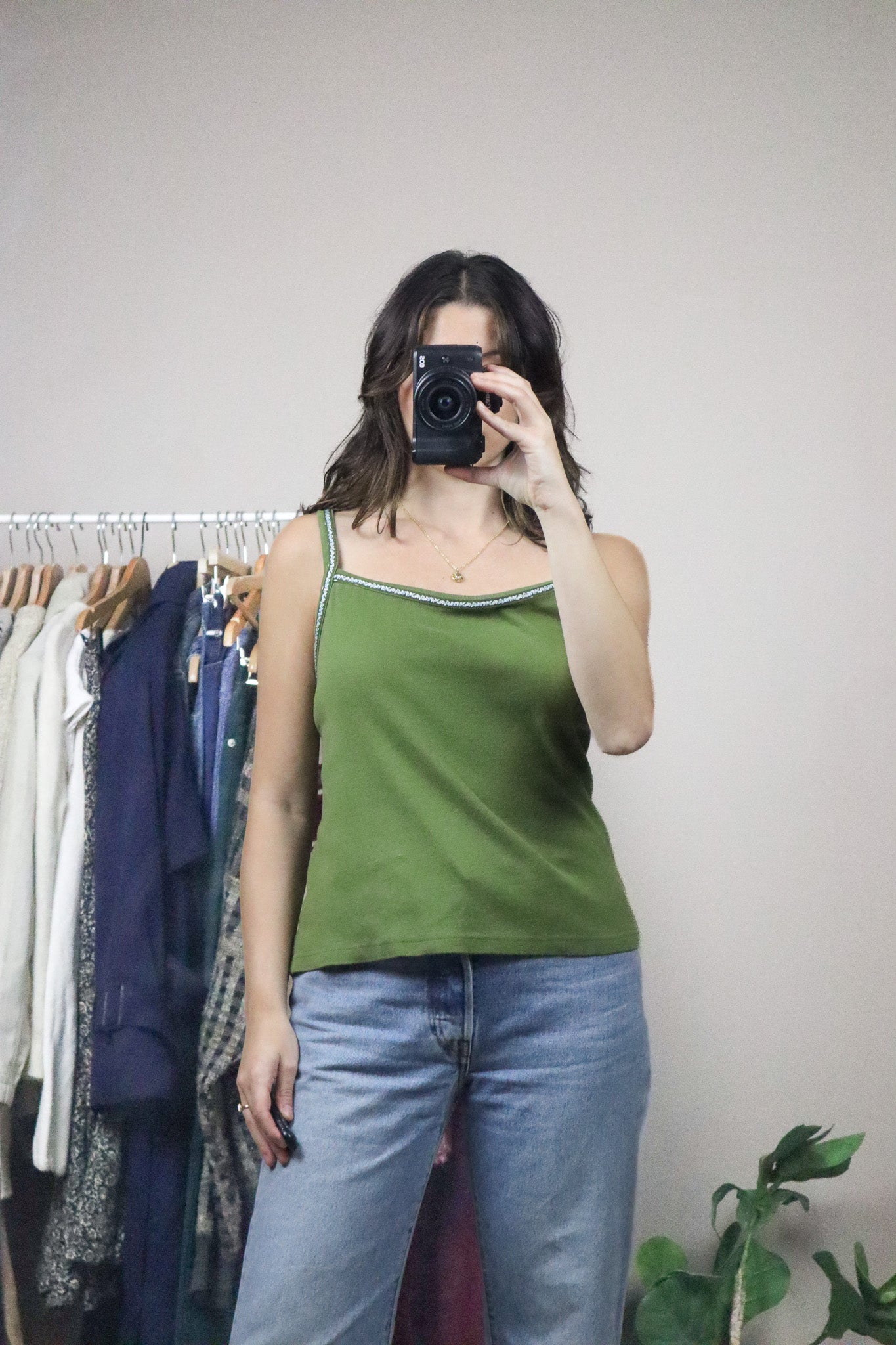 Vintage x Embroidered Trim Tank (L)