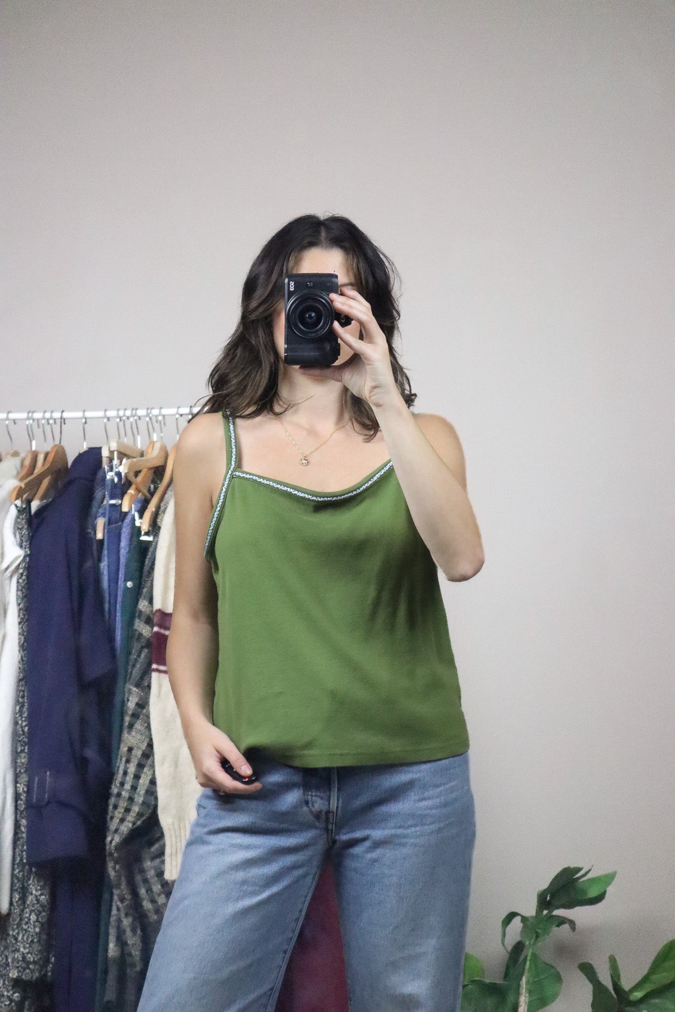 Vintage x Embroidered Trim Tank (L)