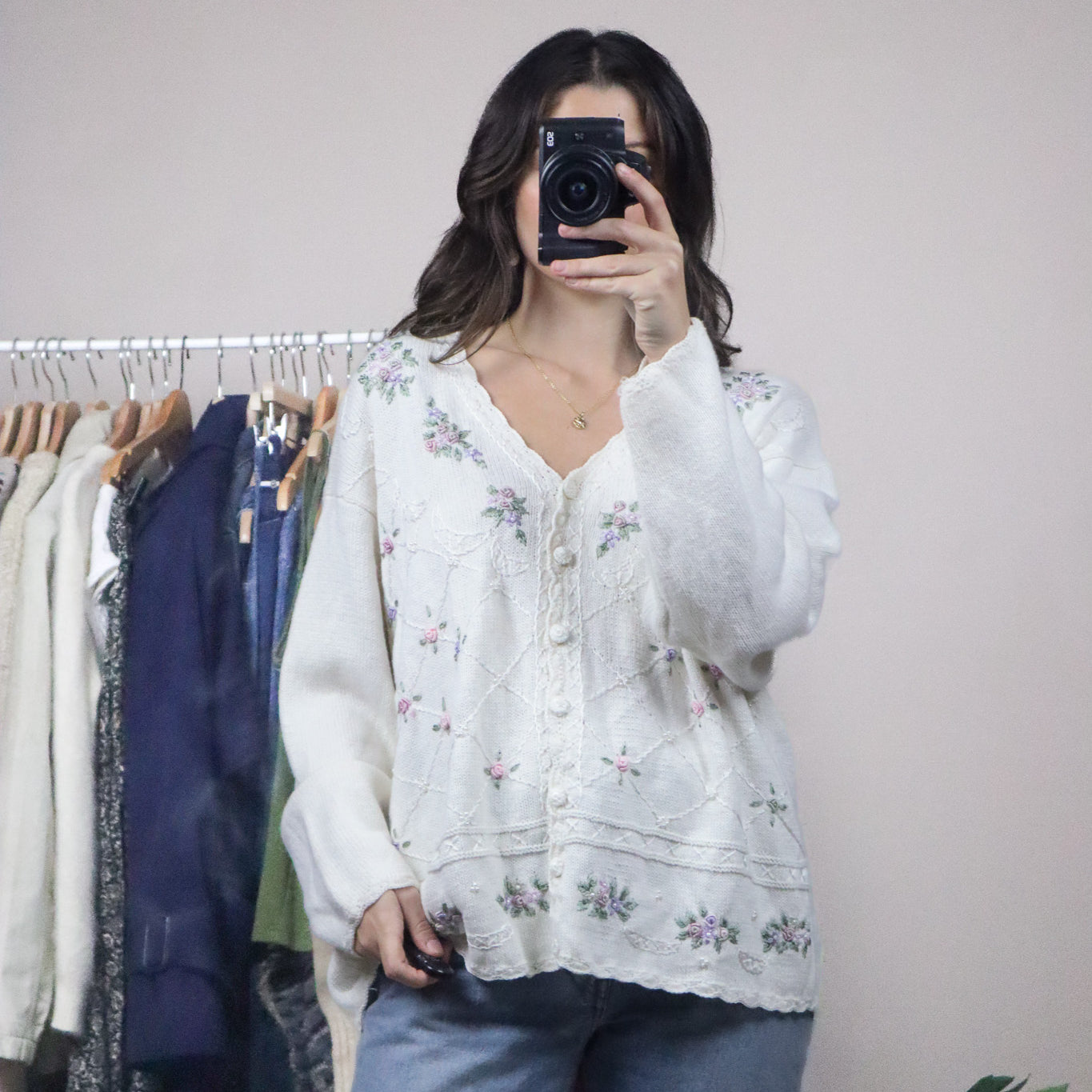 Vintage x Embroidered & Beaded Cardigan (L/XL)