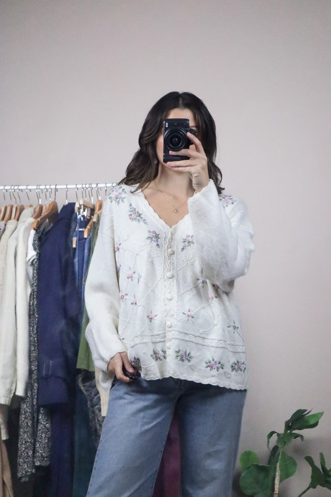 Vintage x Embroidered & Beaded Cardigan (L/XL)