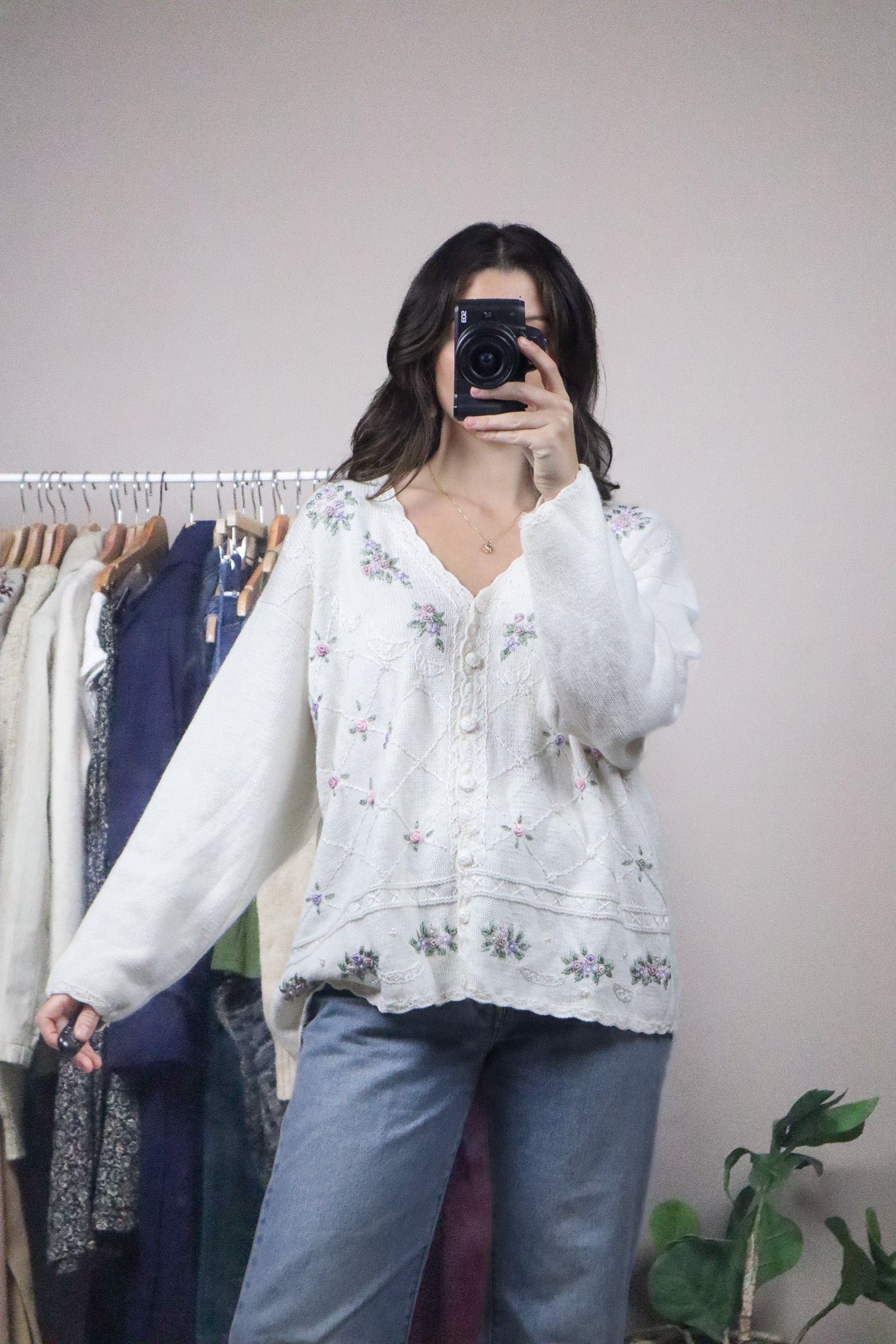 Vintage x Embroidered & Beaded Cardigan (L/XL)