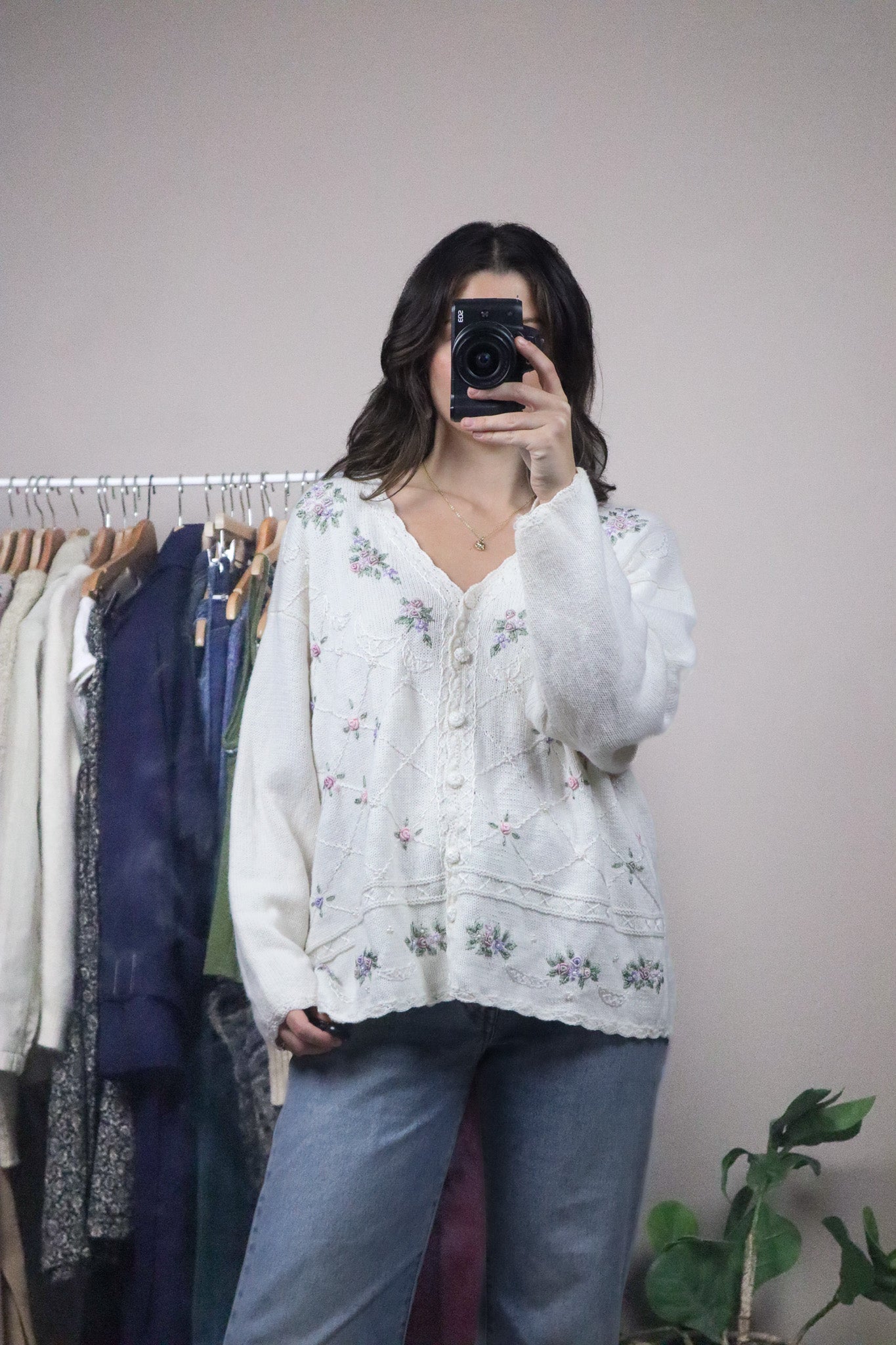 Vintage x Embroidered & Beaded Cardigan (L/XL)