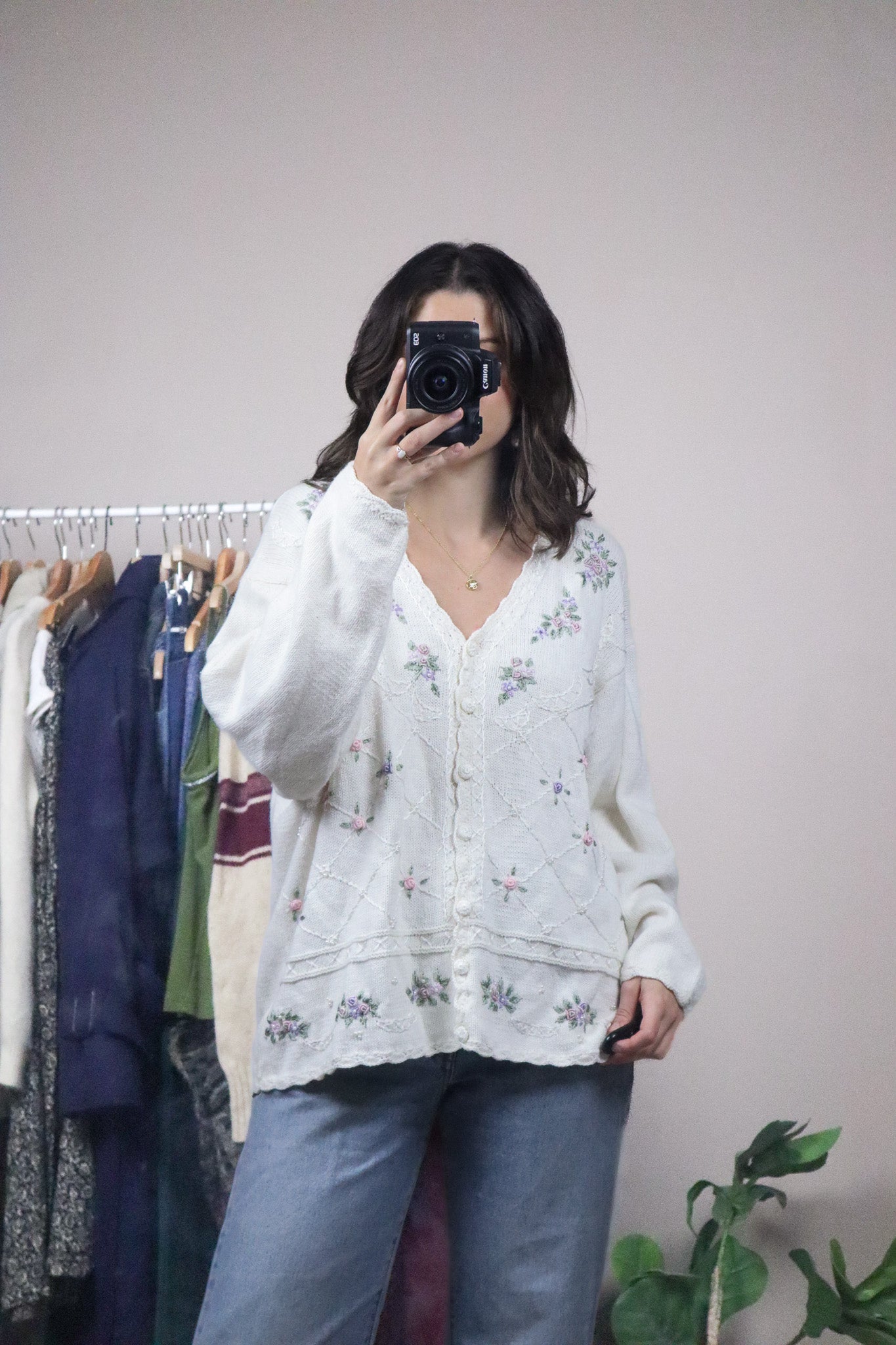 Vintage x Embroidered & Beaded Cardigan (L/XL)