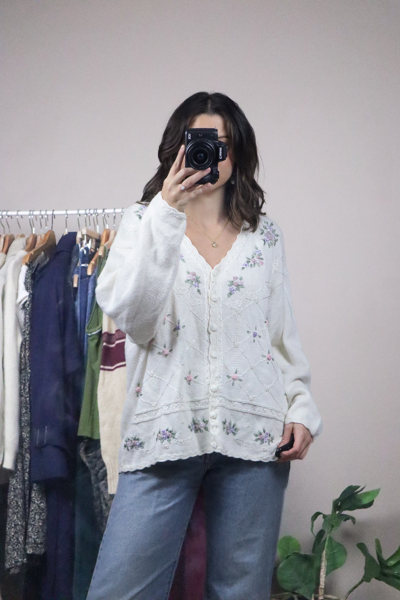 Vintage x Embroidered & Beaded Cardigan (L/XL)