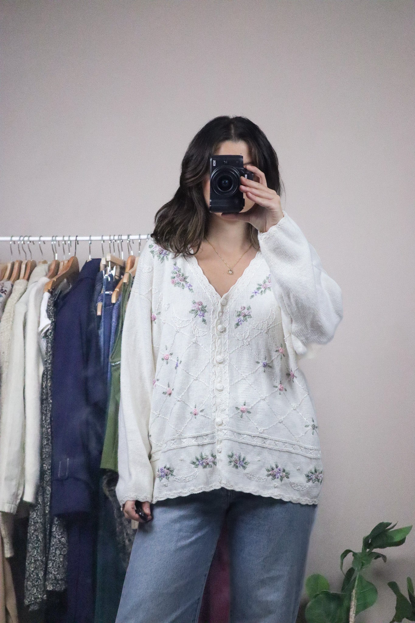 Vintage x Embroidered & Beaded Cardigan (L/XL)