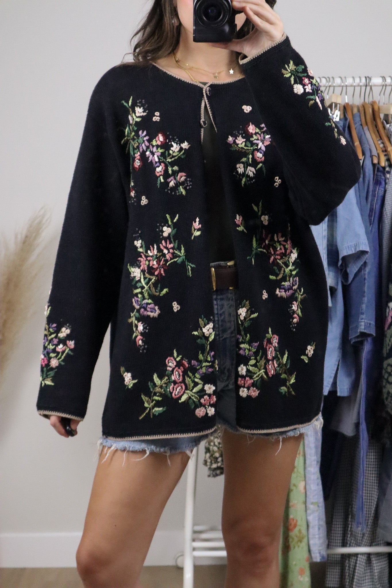 Vintage x Embroidered/Beaded Knit Cardigan (XL/XXL)