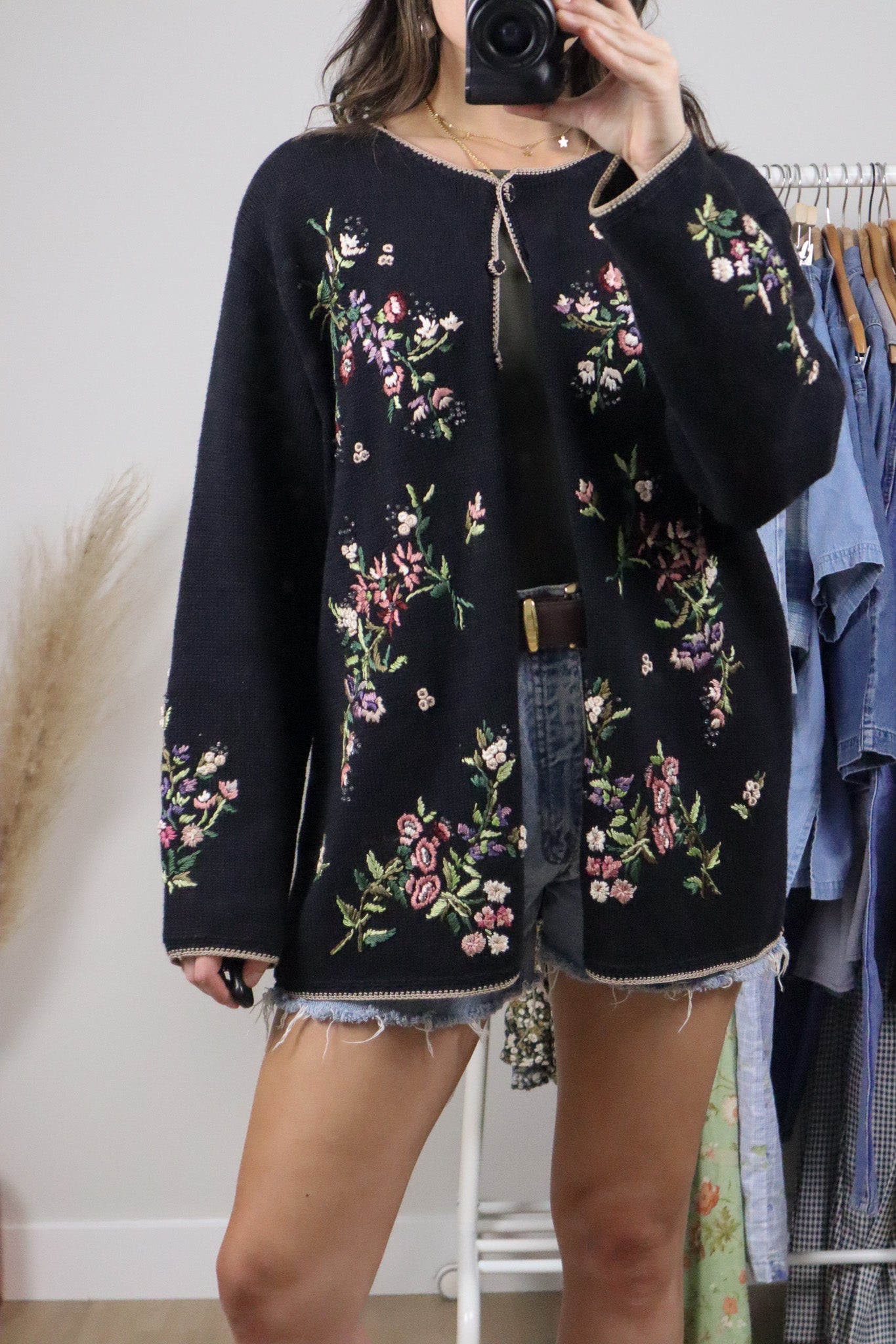 Vintage x Embroidered/Beaded Knit Cardigan (XL/XXL)