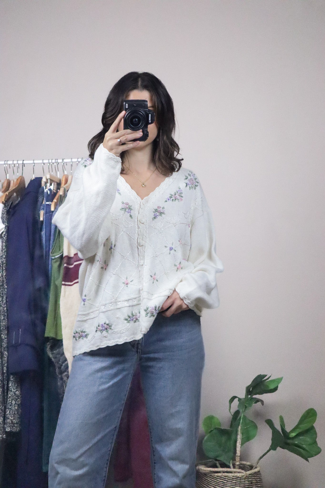 Vintage x Embroidered & Beaded Cardigan (L/XL)