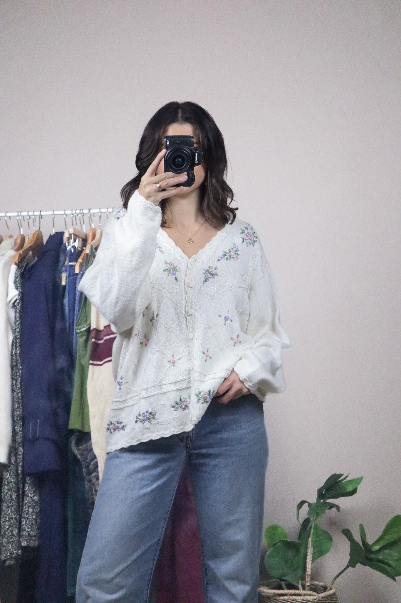 Vintage x Embroidered & Beaded Cardigan (L/XL)