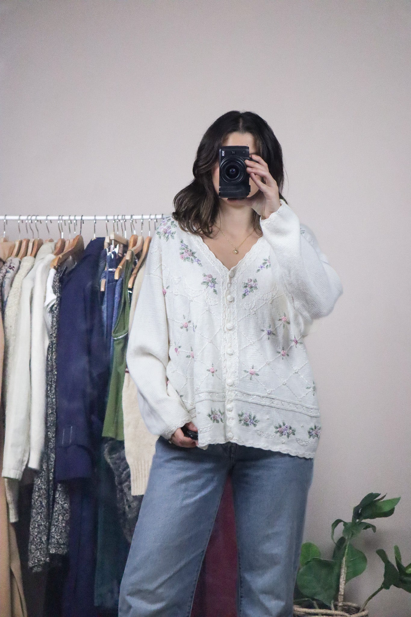 Vintage x Embroidered & Beaded Cardigan (L/XL)