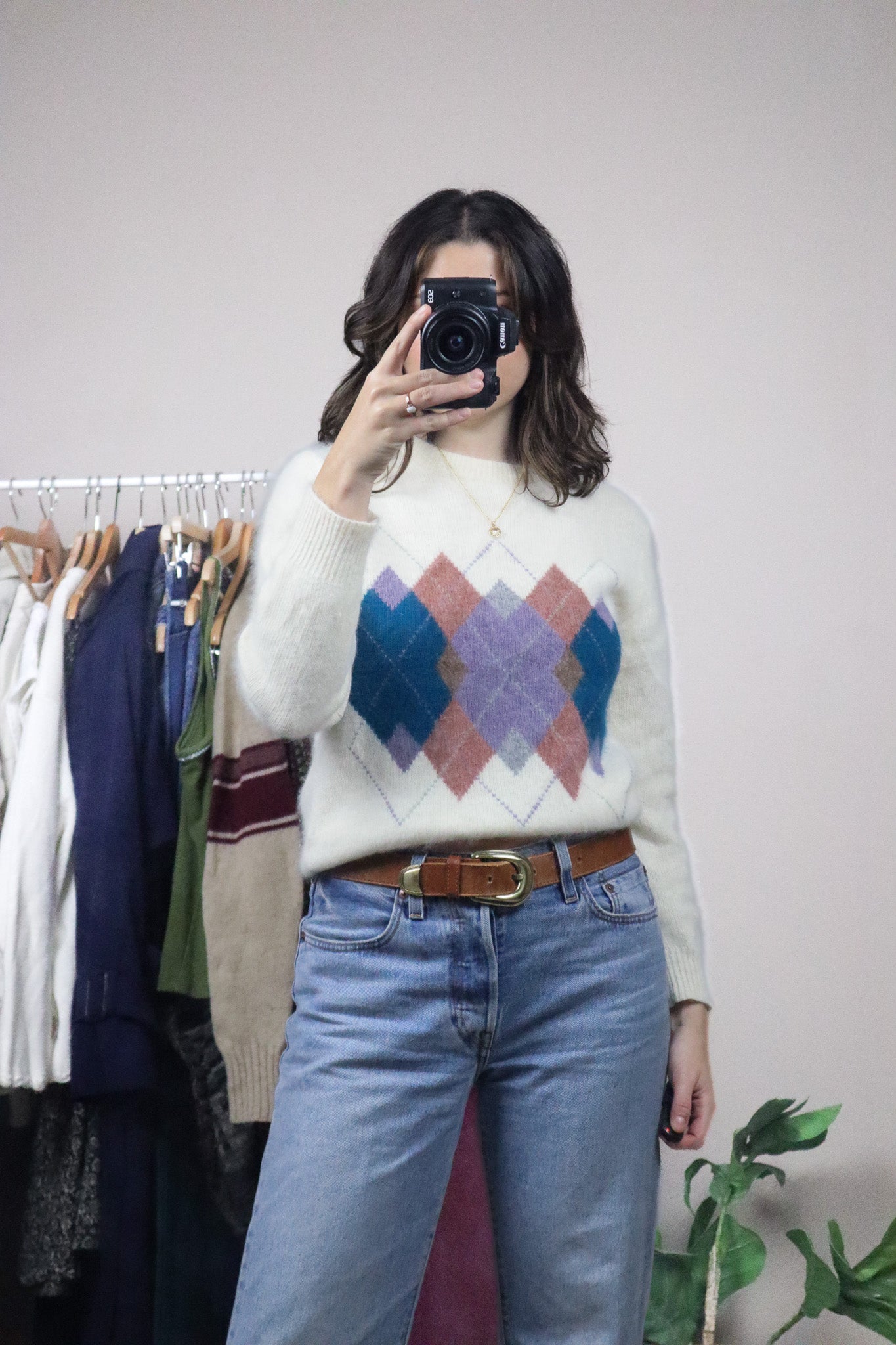 Vintage x Wool & Angora Argyle Knit (XS/S)